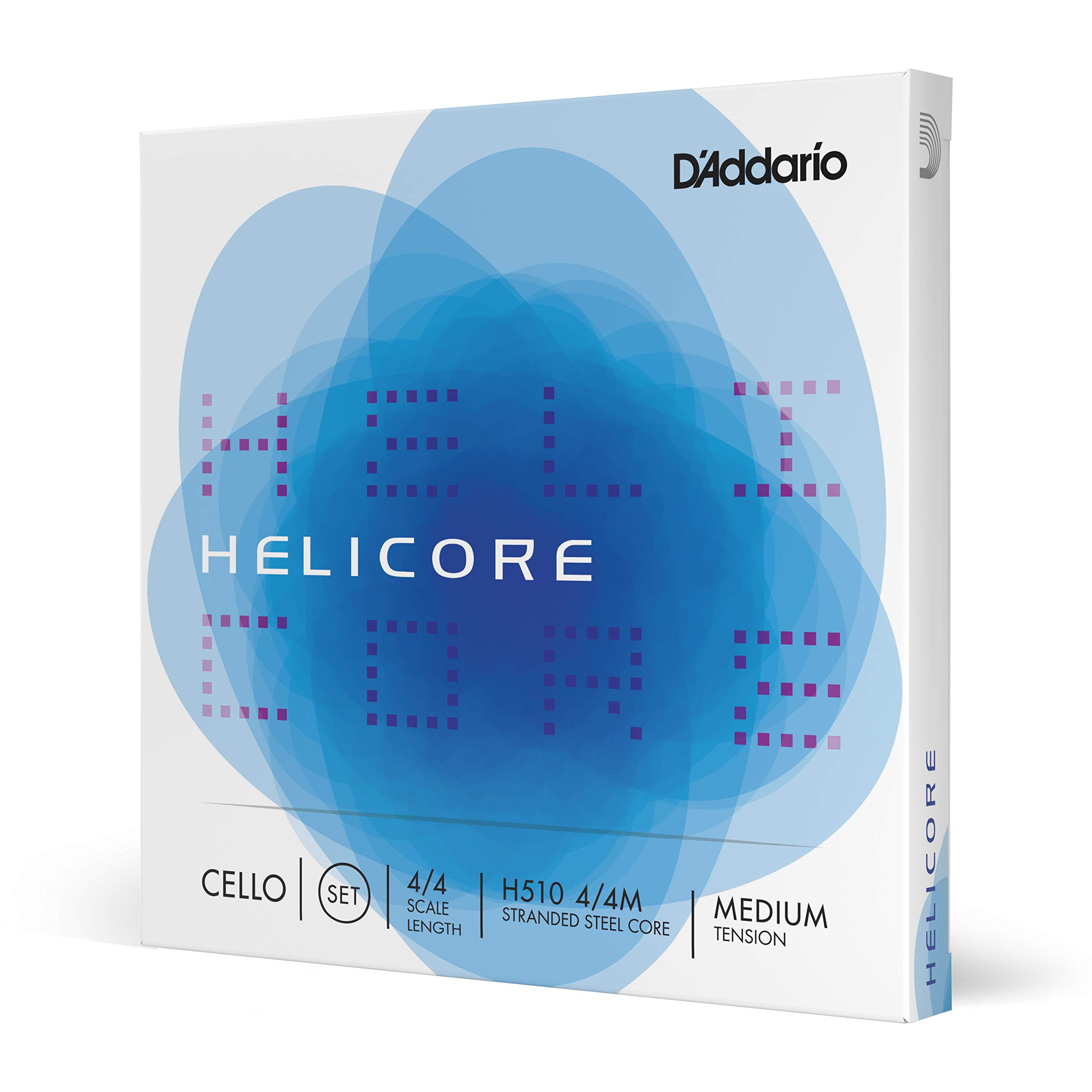 D'Addario H510 Helicore Cello Strings Set - 4/4 Size Medium Tension (1 Set) | Stranded Steel Core for Superior Playability & Warm Tone | Durable & Versatile Strings | Corrosion-Resistant Sealed Pouch | Perfect for Professional Performances & Practice Sessions