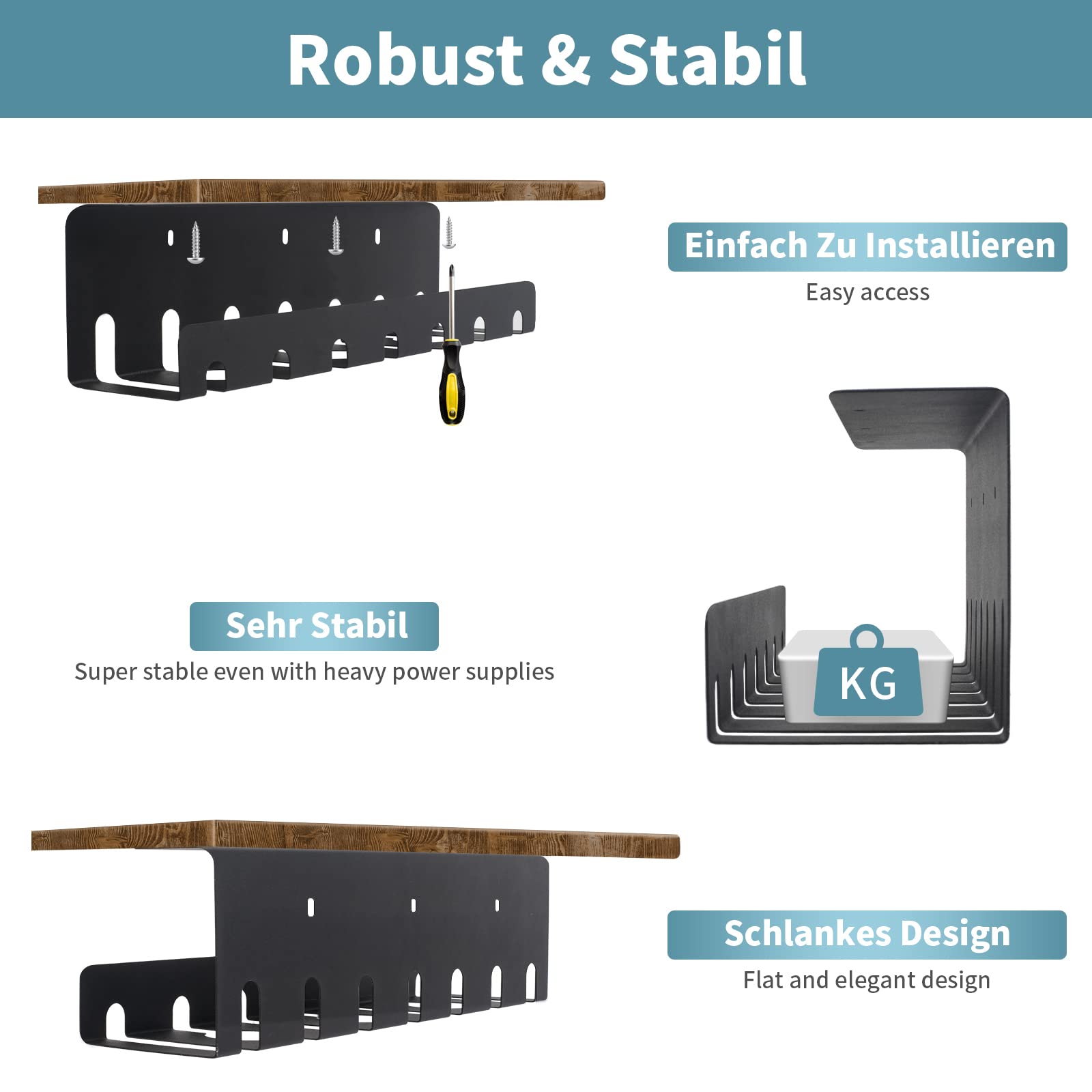 Oududianzi Cable Tray - Black | Premium Cable Management Tray & Desk Cable Organizer | Wire Cover for Power Strips & Electronics | Perfect for Home Office, Gaming Setup & Workspace Organization