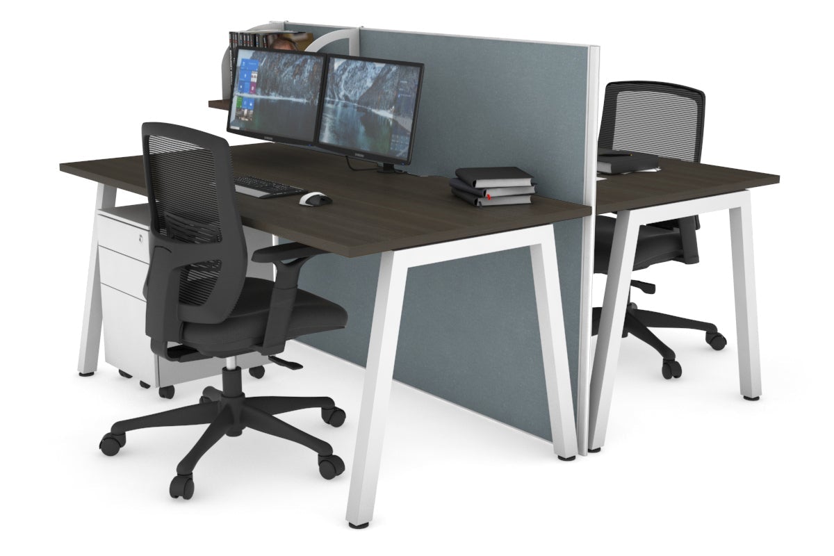 Horizon Quadro 2-Person Office Workstation Bench with A-Legs - 1200L x 800W Dimensions, Cable Management Scallop - Perfect for Shared Workspaces & Collaborative Office Environments