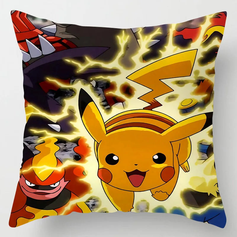 Pokemon Pillow & Cushion Covers - Soft Anime Character Bedding Decor for Kids Room, Gaming Chair, Sofa & Car Accessories