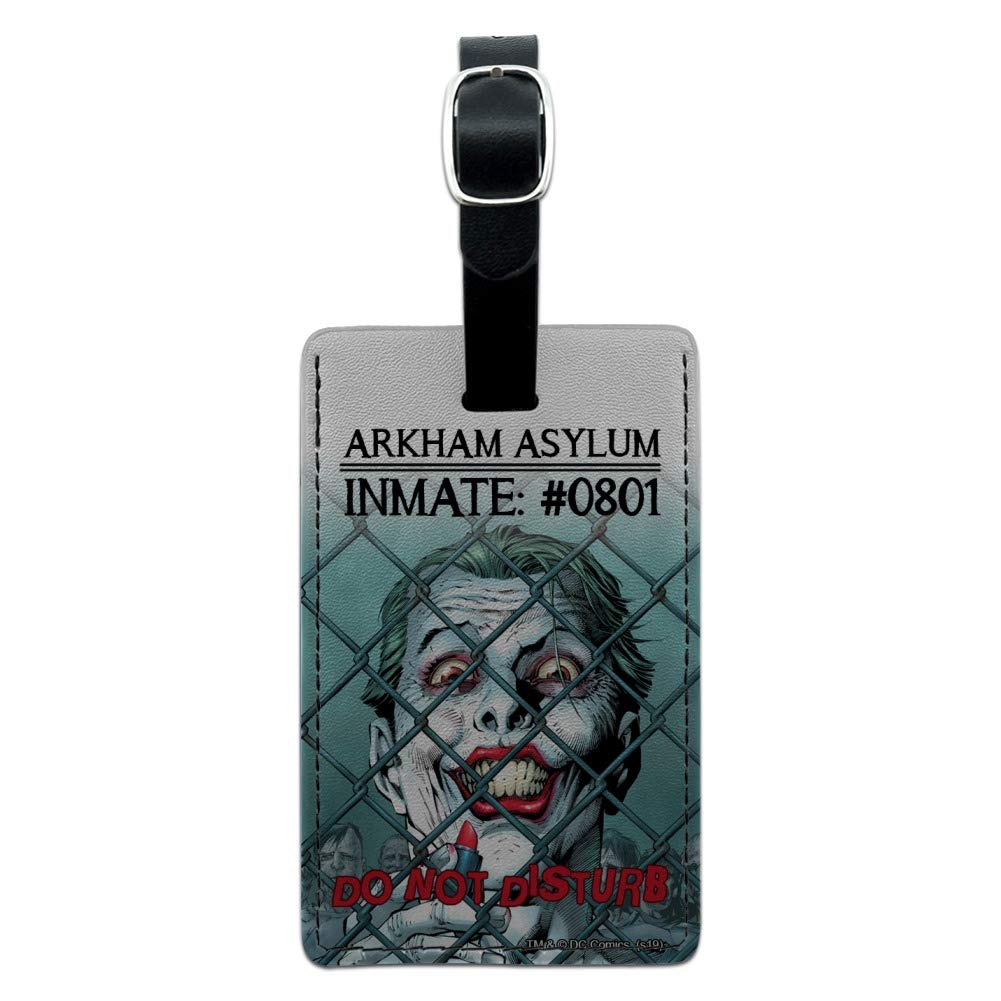 Batman Joker Inmate Do Not Disturb Leather Luggage Tag - Personalized ID Card Holder for Suitcases, Backpacks & Travel Bags - Perfect for Cosplay, Comic Con & Batman Fans