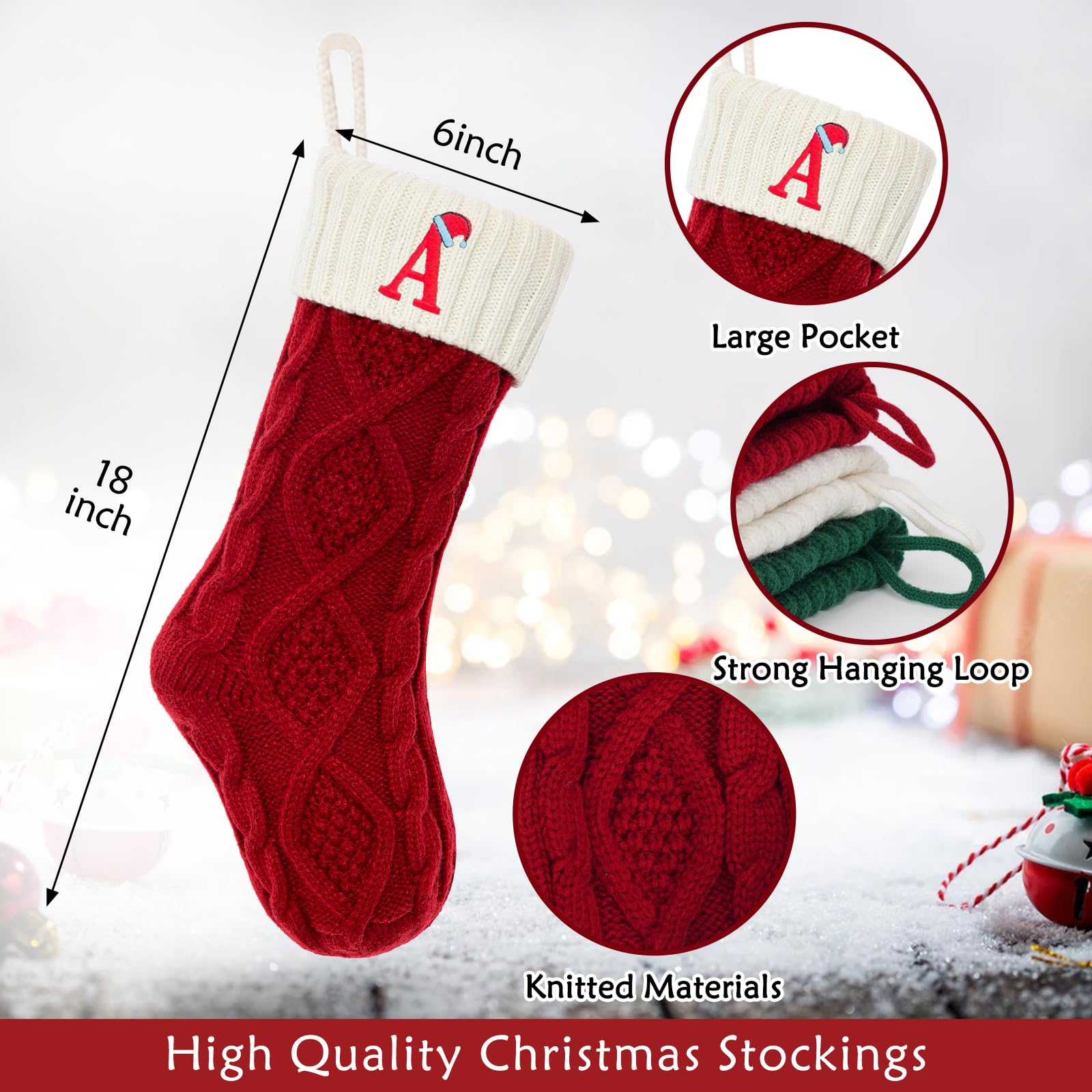 Personalized Christmas Stockings with Monogram Letter M - 18