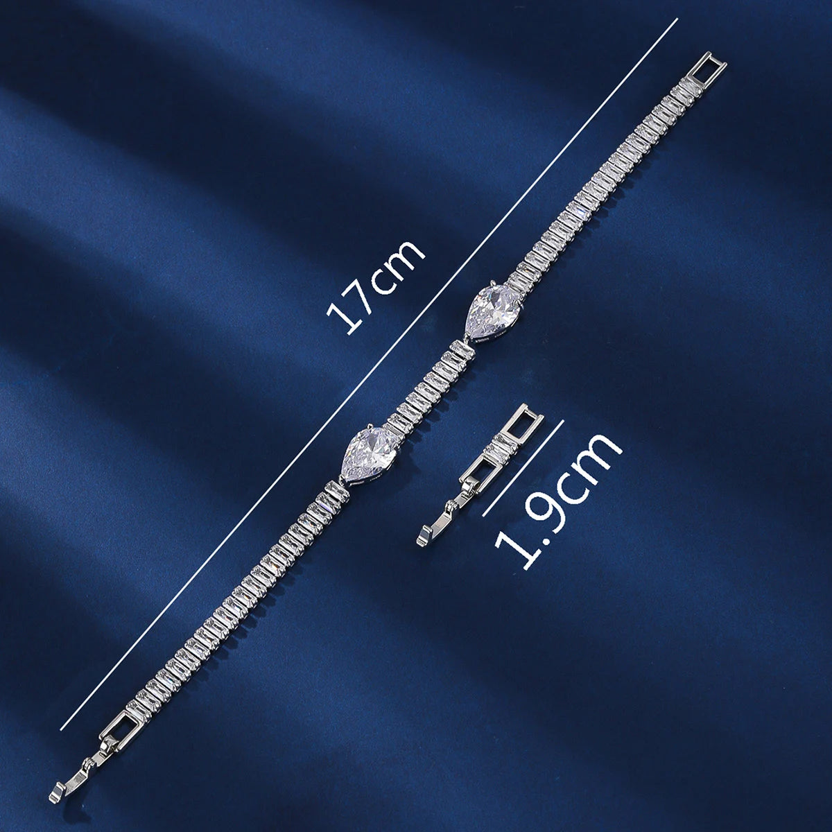 Sparkling Rectangular Cubic Zirconia Women's Bracelet - Elegant Crystal CZ Chain for Bridal Wedding, Bridesmaid Gifts & Special Occasions | Perfect for Anniversaries, Date Nights & Formal Events | CK10169
