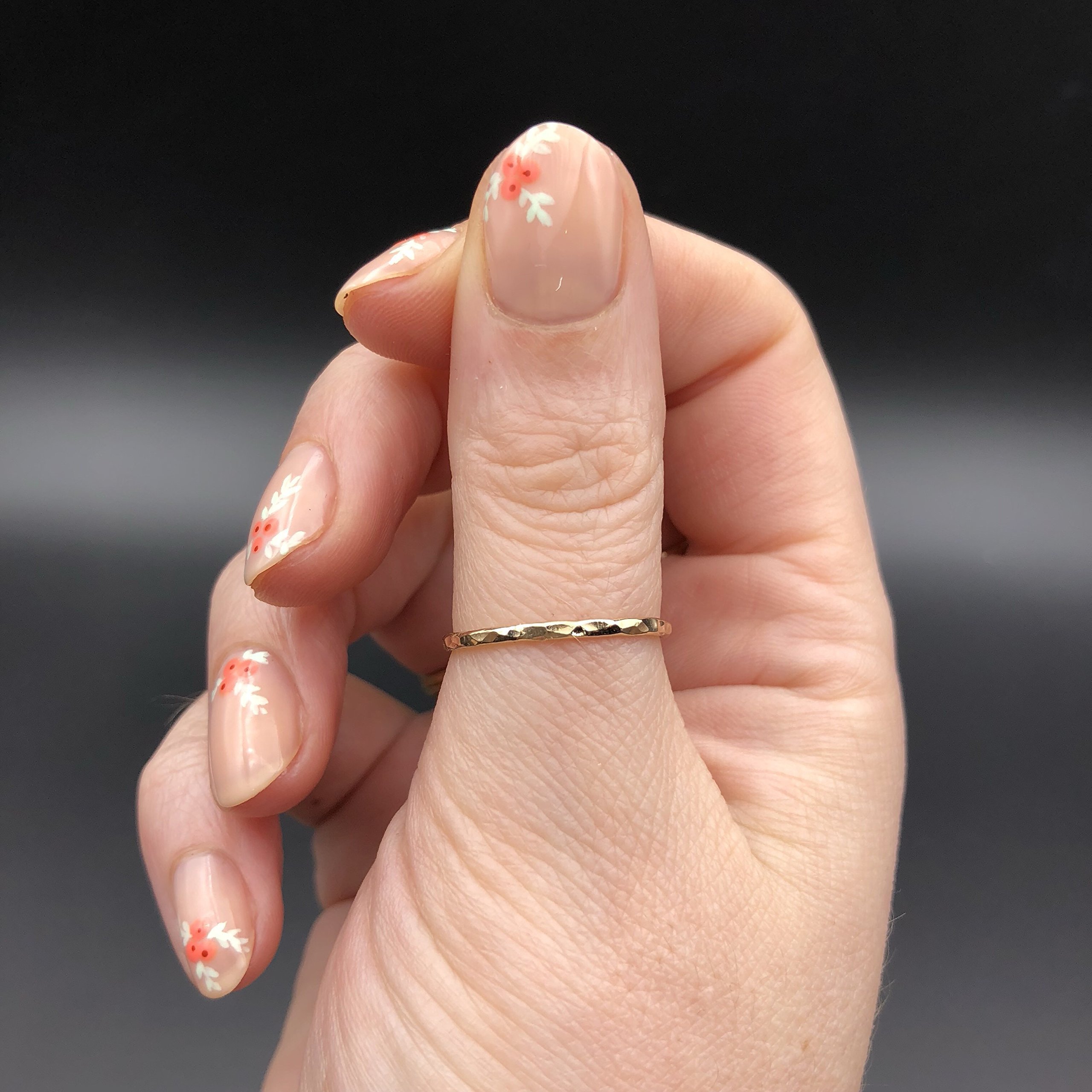 Hammered Gold Fill Stacking Rings for Women - Minimalist Thin Band Ring Set - Size 8 - Perfect for Layering, Everyday Wear & Gift Giving