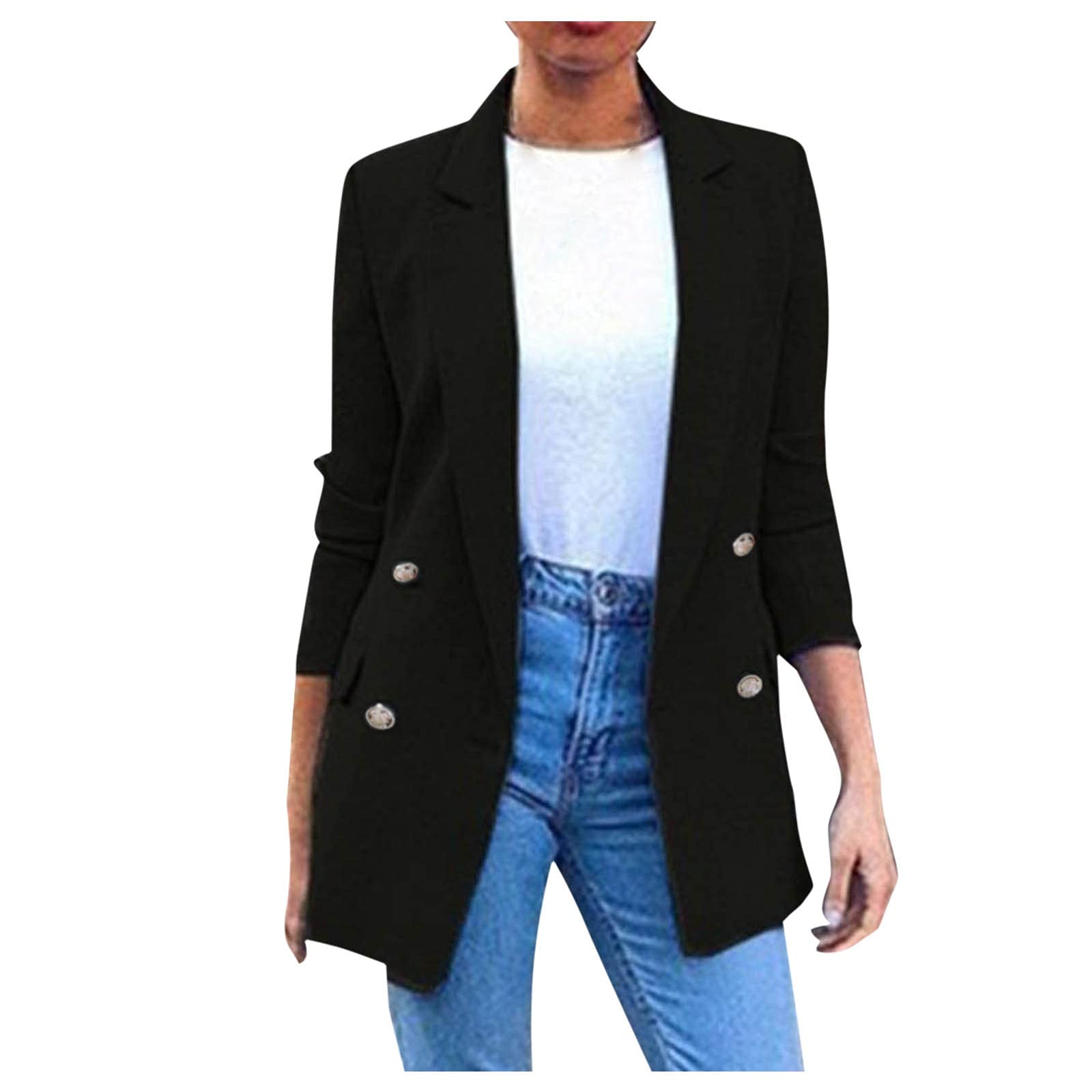 Elegant Women's Notched Collar Double Breasted Long Vest Coat - Stylish Mid-Length Jacket for Office, Dating & Fall Fashion Outerwear