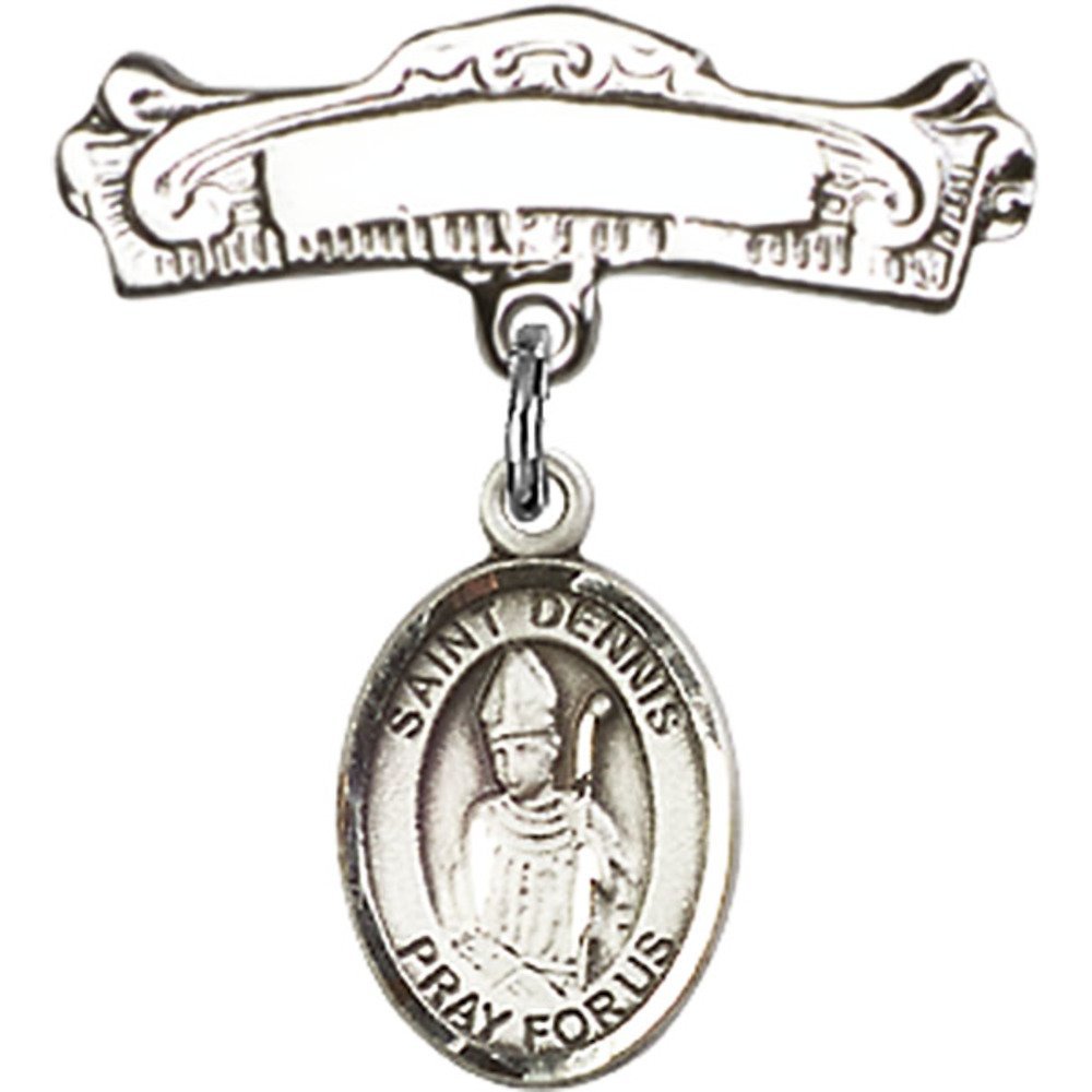 Sterling Silver Baby Badge with St. Dennis Charm - 7/8