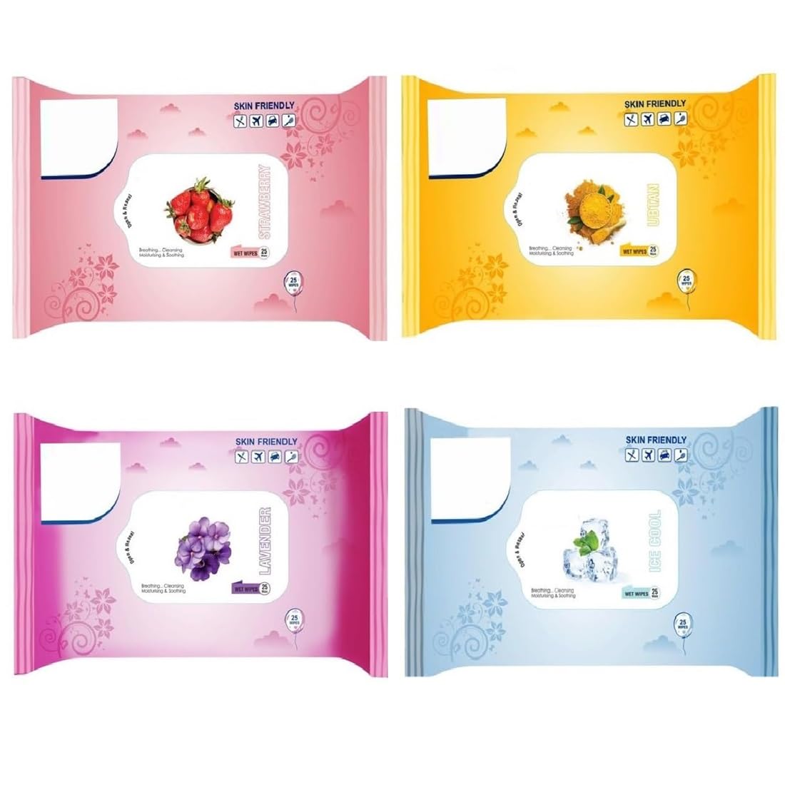 Refreshing Facial Cleansing Wipes for Daily Use - Gentle & Moisturizing Face Towellettes (Pack of 4) | Makeup Removal, Travel Essentials & On-the-Go Skincare