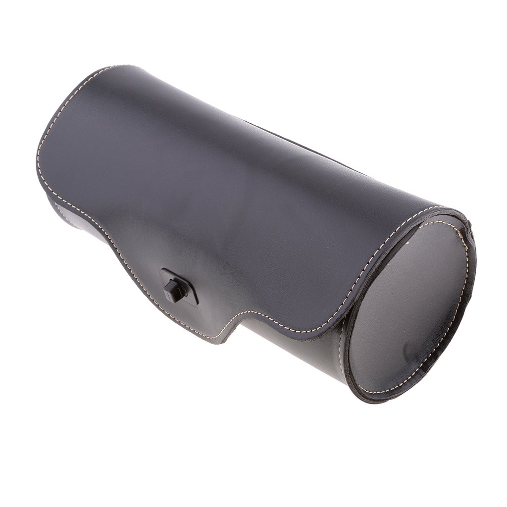 Dolity Universal Black PU Leather Motorcycle Tool Bag Saddlebag - Waterproof Storage for Bike Accessories, Riding Gear & Repair Tools (Perfect for Harley, Honda, Yamaha & Cruiser Bikes)