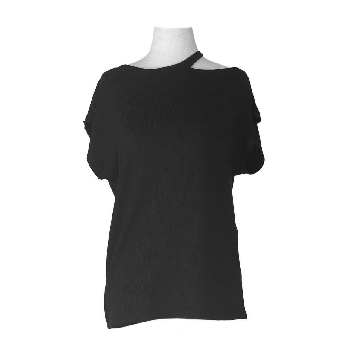 Essential Cutout Ribbed Short Sleeve T-Shirt for Women - Charcoal Gray Casual Summer Top for Streetwear & Layering