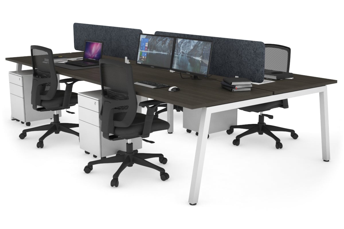 Quadro 4-Person Office Workstation Desk - 1800L x 800W with Cable Management Scallop - Ideal for Collaborative Workspaces, Home Offices & Coworking Spaces