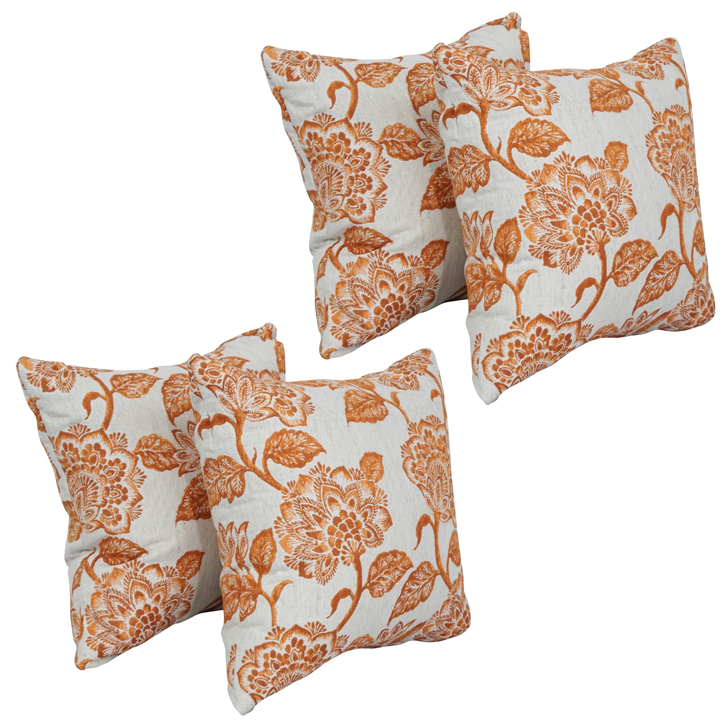 Blazing Needles 17x17 Inch Square Jacquard Throw Pillows - Set of 4 in Vivier Bitter Color - Perfect for Sofa, Bed, Couch & Home Decor