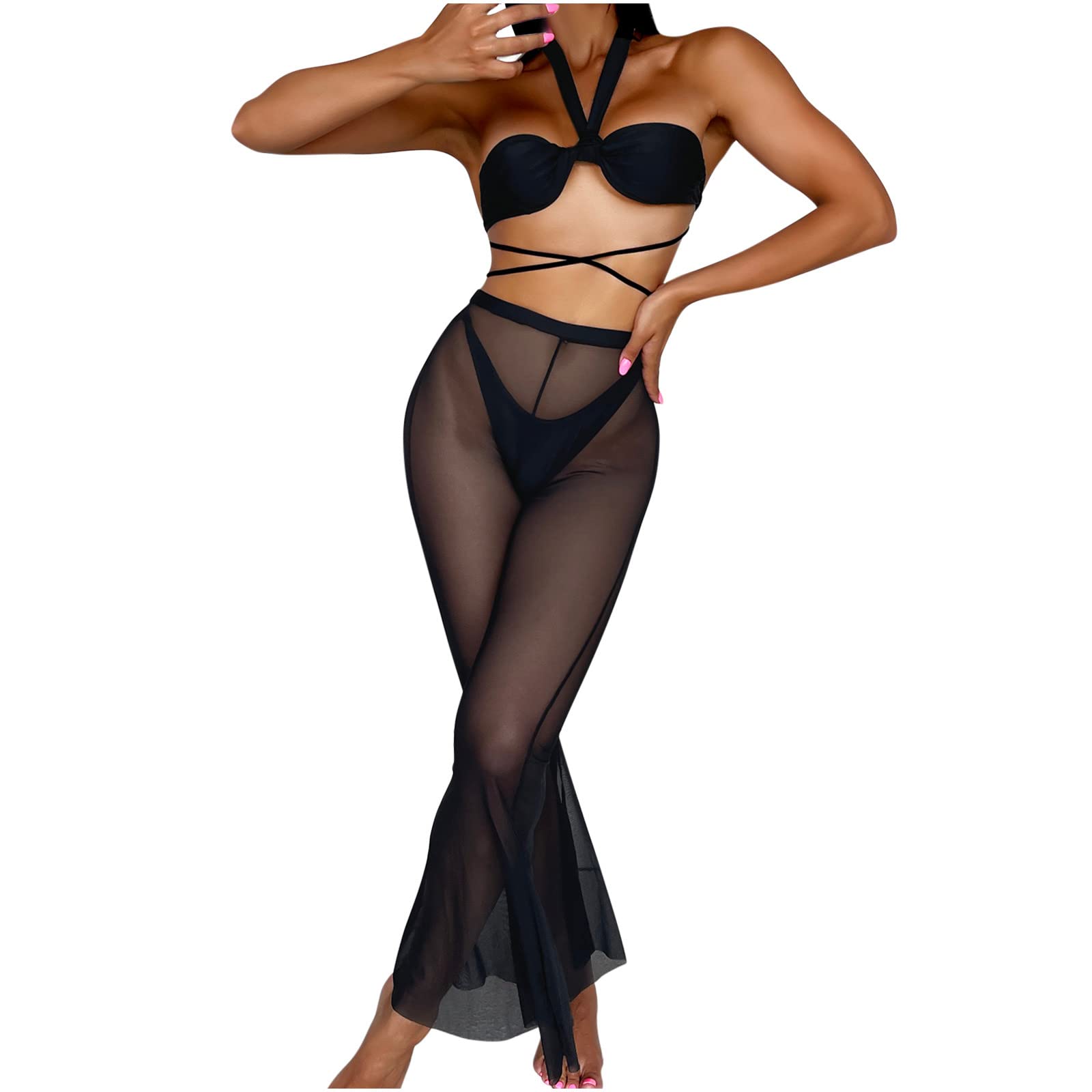 Sexy Women's Push Up Tankini Bikini Set - Halter Triangle Two Piece Swimsuit for Beach & Pool | Perfect for Summer Vacation, Swim Party & Tropical Getaway