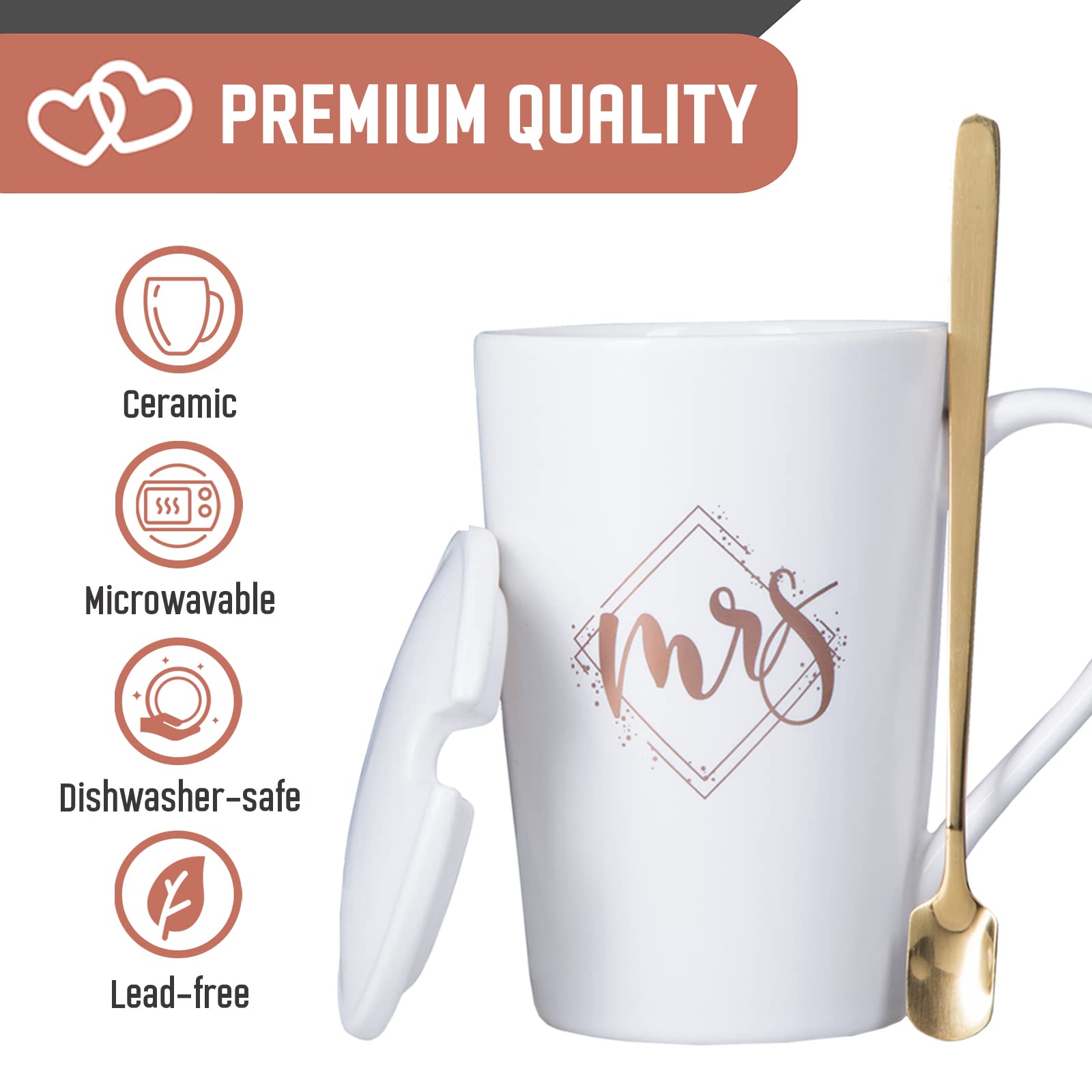 KEDRIAN Mr and Mrs Coffee Mug Set - Best Wedding Gift for Couples, Newlyweds & Anniversaries - His and Her Matching Mugs for Engagement, Marriage & Romantic Occasions - Perfect for Morning Coffee, Anniversary Celebrations & Couple Gift Ideas