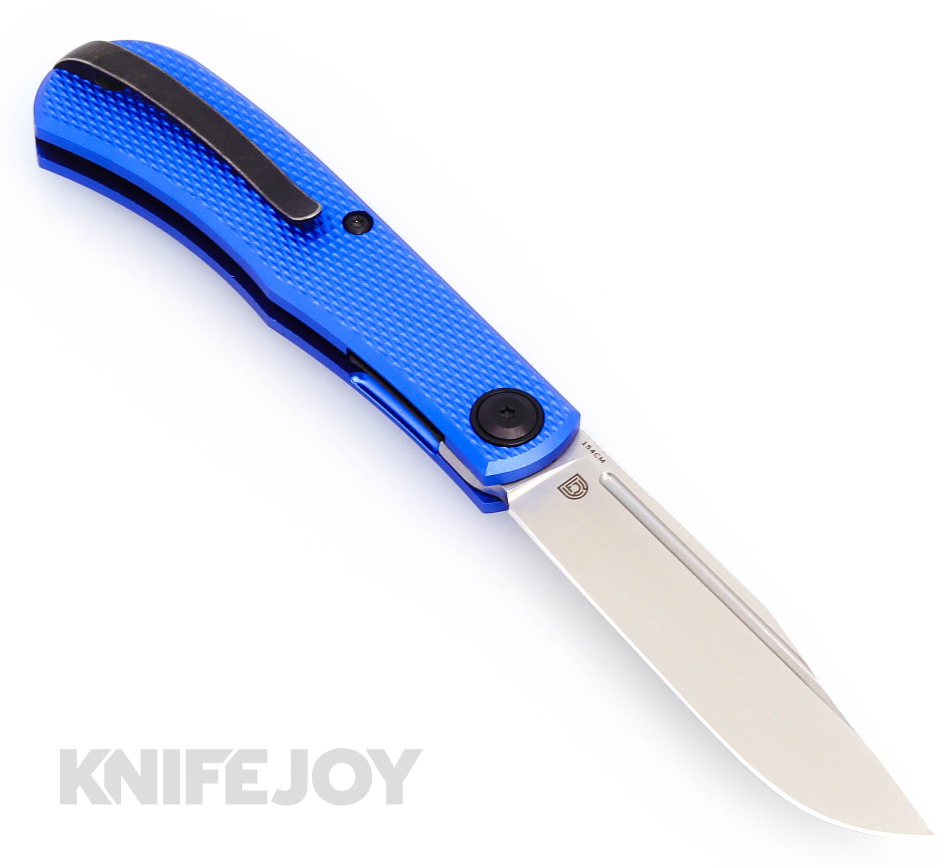 Daedalus Knife Co. The Lab Model Front Flipper - Satin Finish Blade with Blue Aluminum Handles - EDC Pocket Knife for Everyday Carry, Outdoor Adventures & Camping