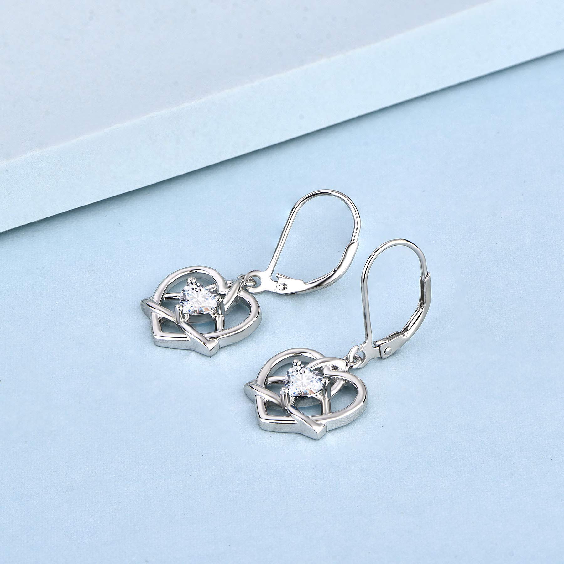 JO WISDOM 925 Sterling Silver Celtic Trinity Knot Drop Earrings for Women - Heart Triquetra Dangle Earrings with 3A Cubic Zirconia, Perfect for Weddings, Parties & Everyday Elegance