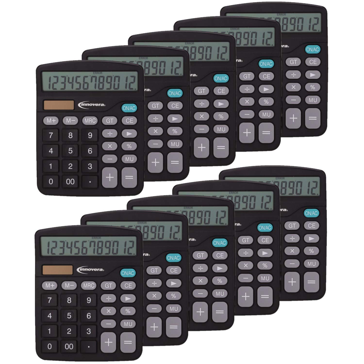 Innovera 15923 12-Digit LCD Desktop Calculator - 10 Pack Bulk Set for Office, School & Business Accounting