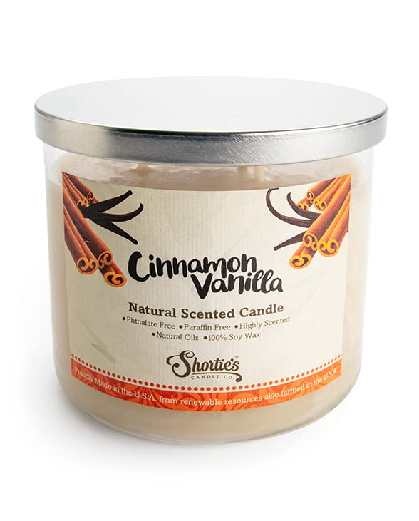 Cinnamon Vanilla Highly Scented Natural 3-Wick Soy Candle | Essential Fragrance Oils | 100% Soy Wax, Phthalate & Paraben Free | Clean Burning 14.5oz Candle for Home, Relaxation & Aromatherapy