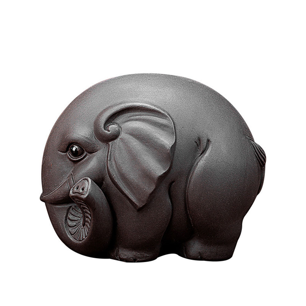 Authentic Yixing Clay Round Elephant Tea Pet - Handmade Chinese Tea Ceremony Companion for Good Luck & Fortune - Perfect for Tea Lovers & Collectors (Use in Tea Brewing Rituals & Home Decor)