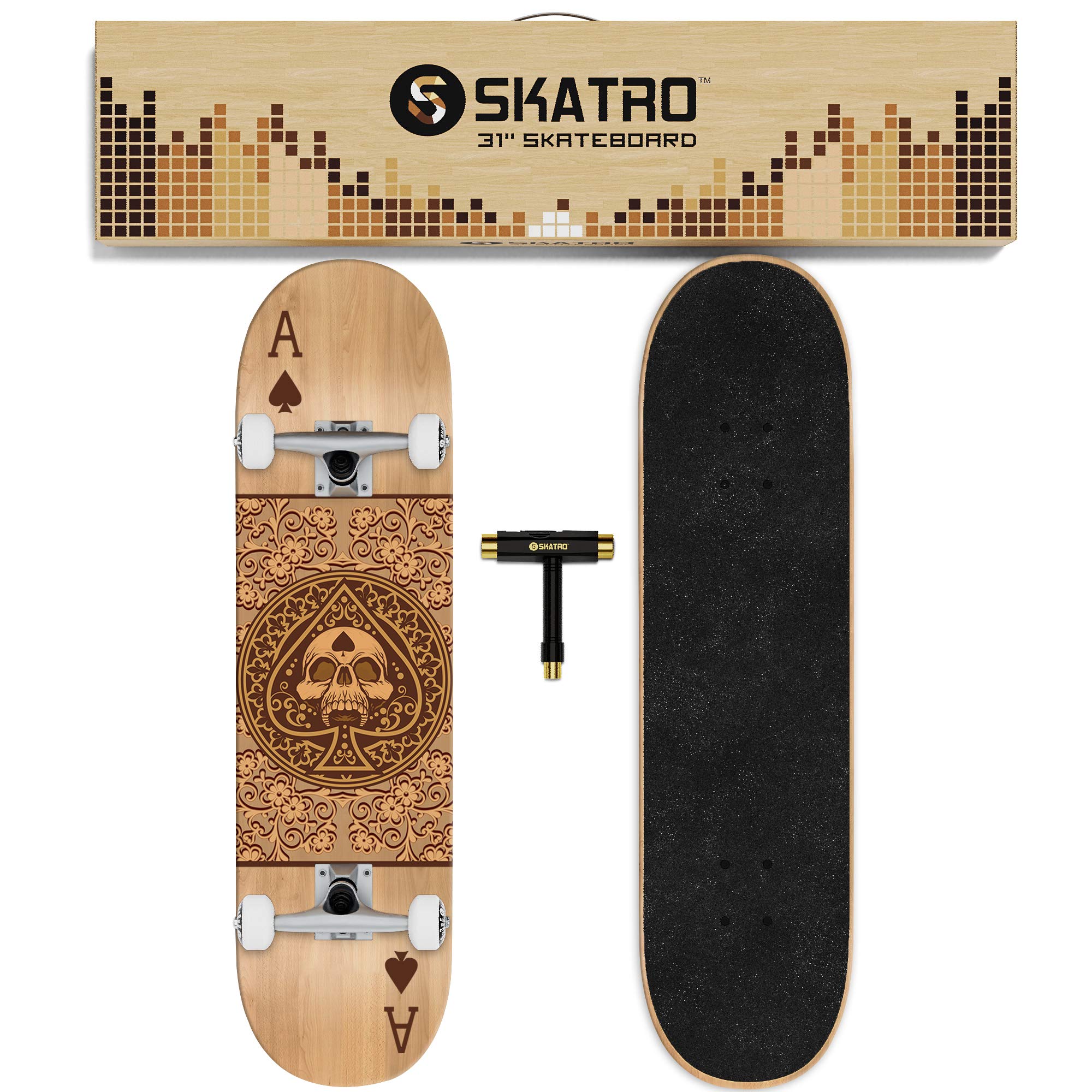 SKATRO Pro Complete Skateboard 31 Inch - Premium Deck for Adults, Teens & Beginners - Perfect for Commuting, Tricks & Street Skating