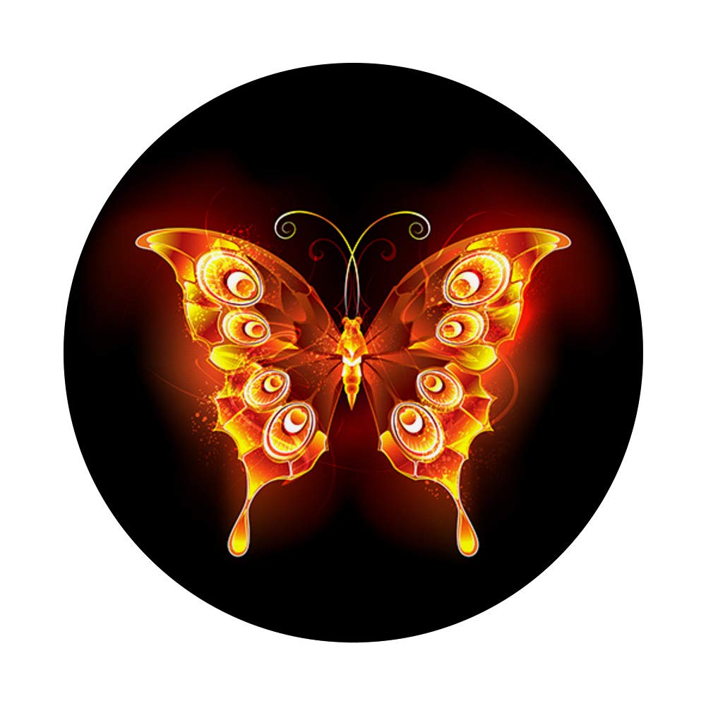 Fiery Red Orange Butterfly PopSockets Swappable PopGrip - Phone Grip & Stand for iPhone, Samsung, Smartphones - Perfect for Work, Travel, and Everyday Use