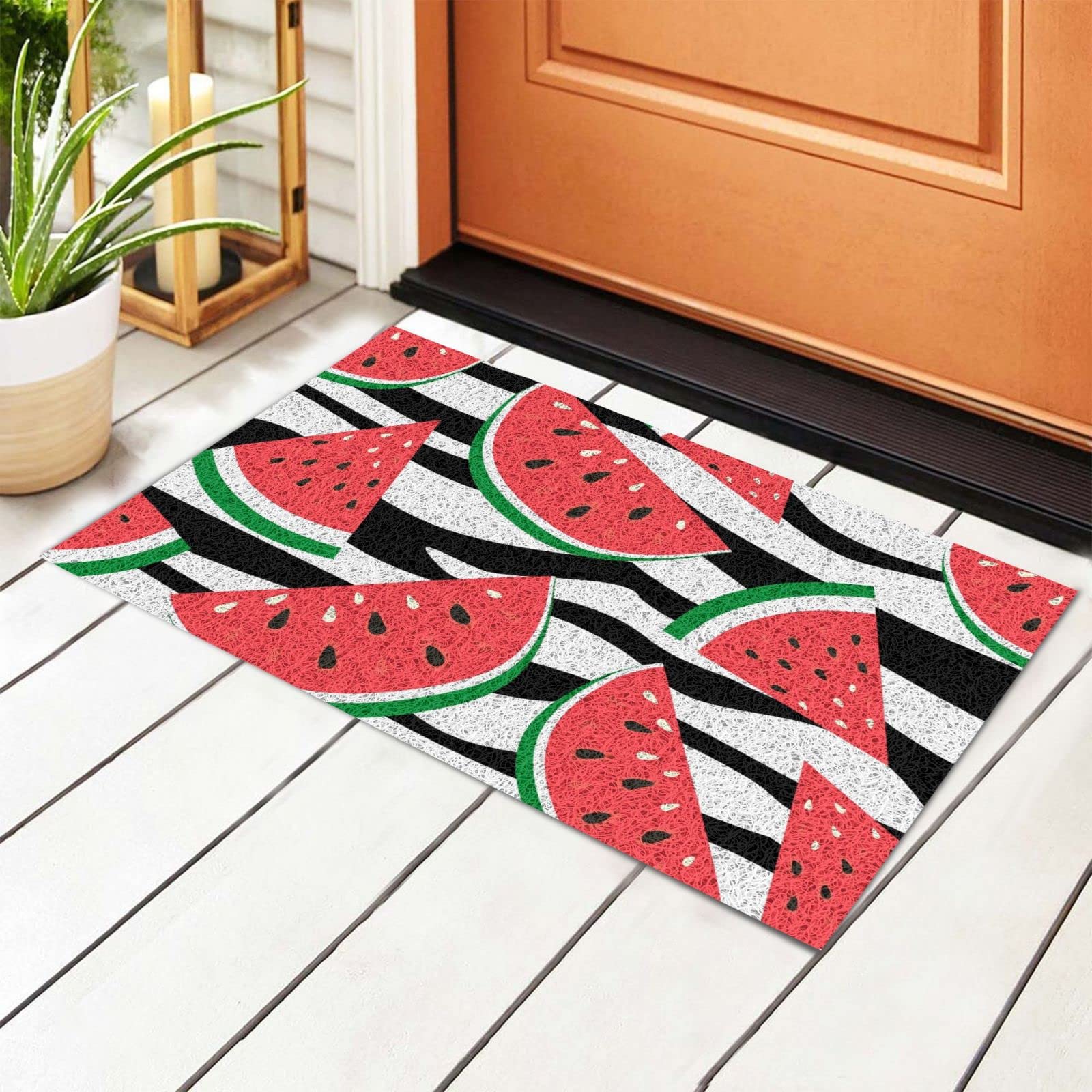 BoeHiop Watermelon Welcome Mat - Non-Slip Absorbent Rug for Indoor/Outdoor Decor