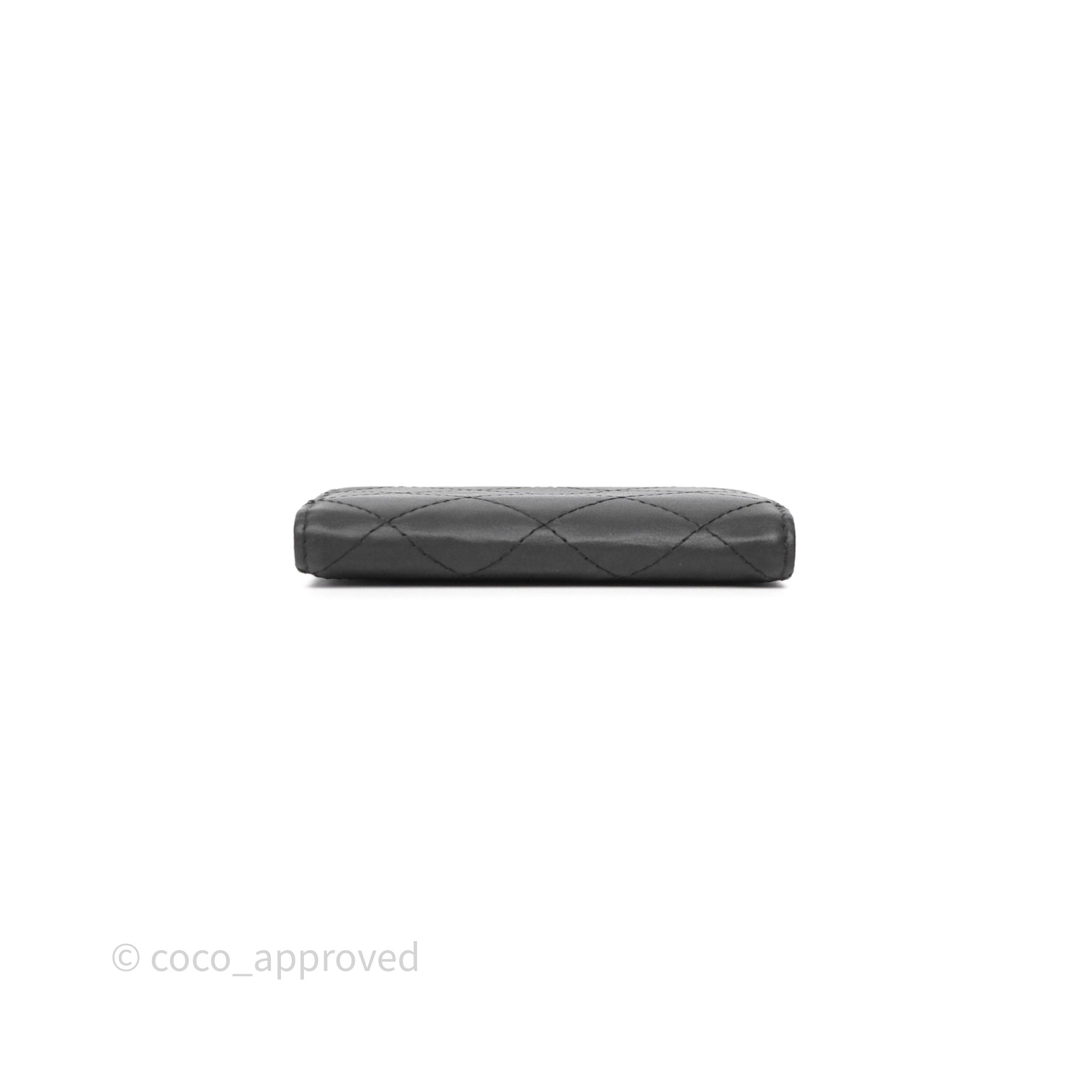 Chanel Quilted So Black Calfskin Card Holder - Luxury Compact Wallet for Credit Cards & ID - Perfect for Everyday Use, Travel & Gifting