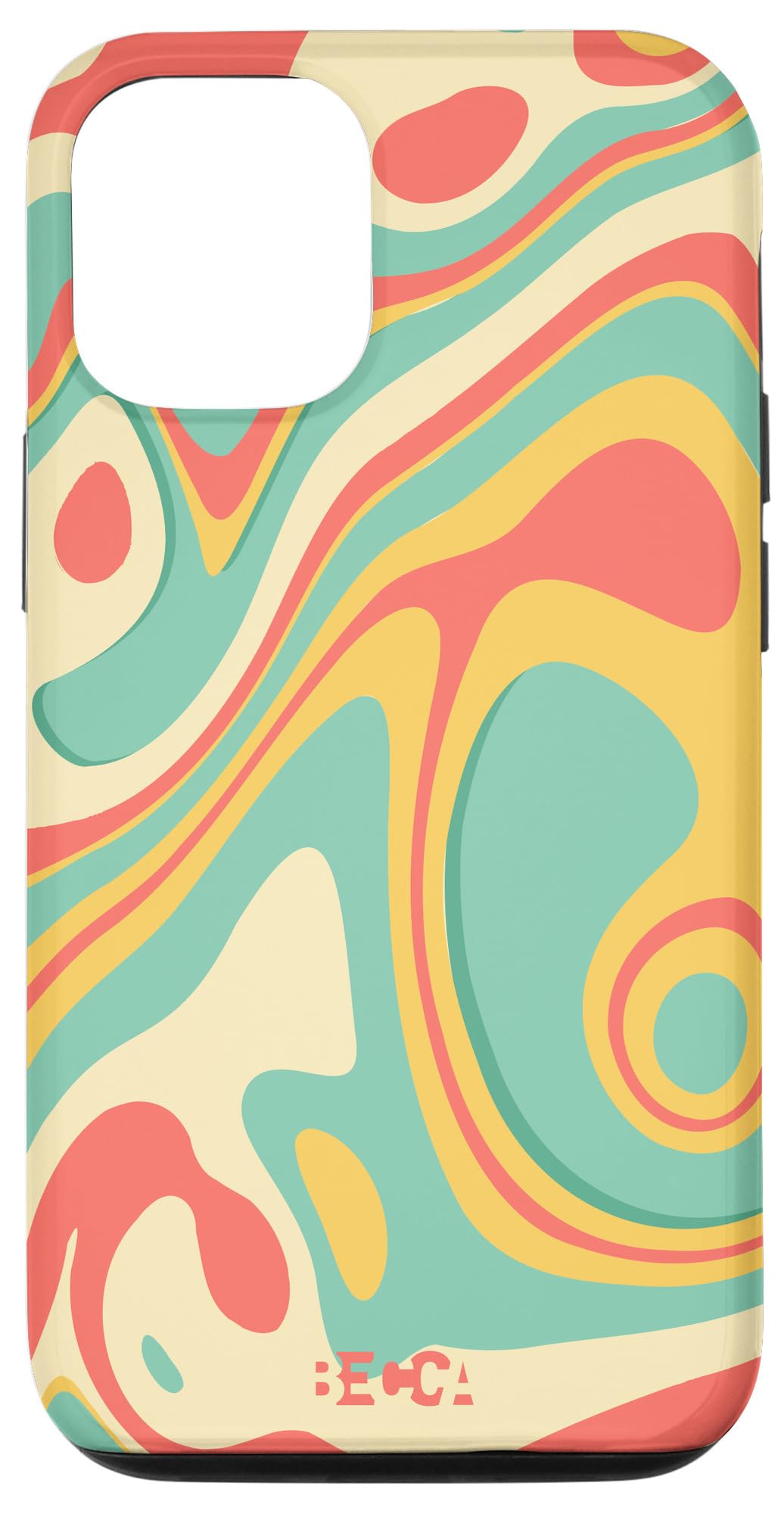 Retro Groovy Liquid Swirl iPhone 12/12 Pro Case - 70s 80s Psychedelic Trippy Design - Protective Cover for Daily Use, Parties & Music Festivals