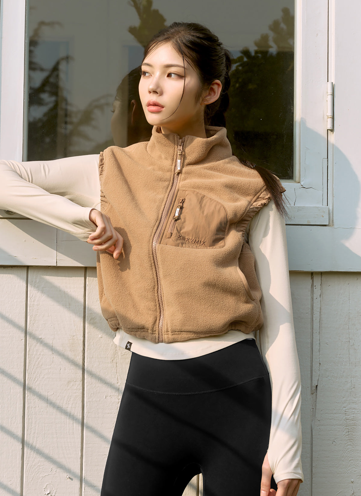 Men's Woven Patch Fleece Vest - Lightweight Warm Winter Jacket for Outdoor Hiking & Casual Wear