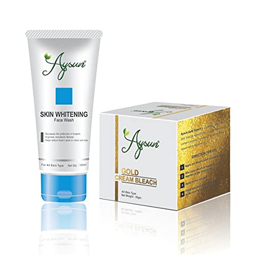Aysun Skin Whitening Face Wash & Gold Cream Bleach Combo Pack (2-Piece Set) - Brightening Skincare Routine for Glowing Complexion