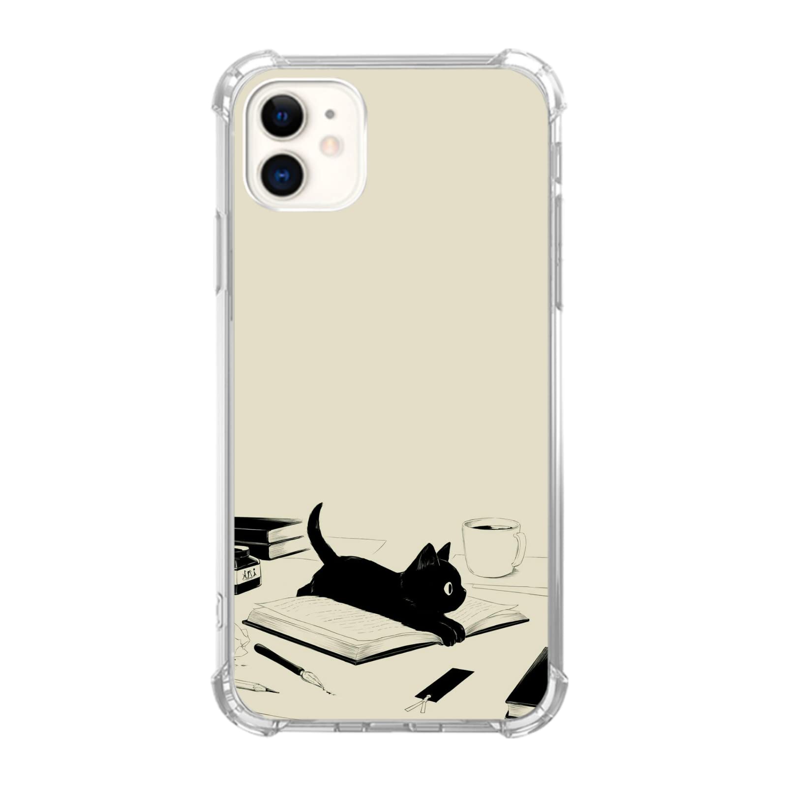 Stylish Black Cat & Books iPhone 11 Case - Cute TPU Bumper Phone Cover for Women & Men - Perfect for Book Lovers & Cat Enthusiasts - Ideal for Daily Use, School & Office