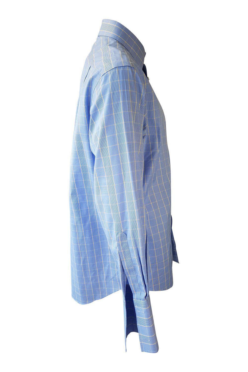 CHARLES TYRWHITT Men's Blue & Yellow Checked Cotton Dress Shirt Size 42/89 | Business Casual & Office Wear