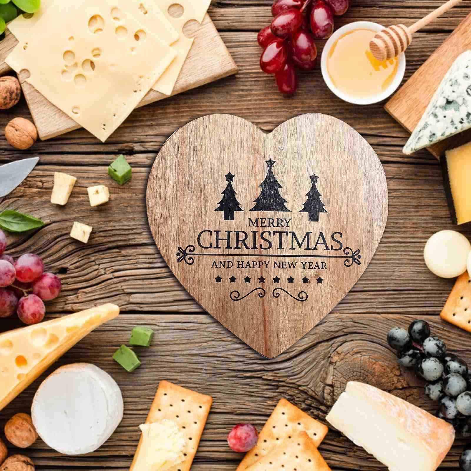 Premium Wooden Cheese Board Set with 3 Stainless Steel Knives - Charcuterie Serving Tray for Entertaining, Cheese Platter with Utensils - Perfect Gift for Christmas, Wedding, Thanksgiving (Ideal for Wine Parties, Holiday Gatherings & Charcuterie Displays)