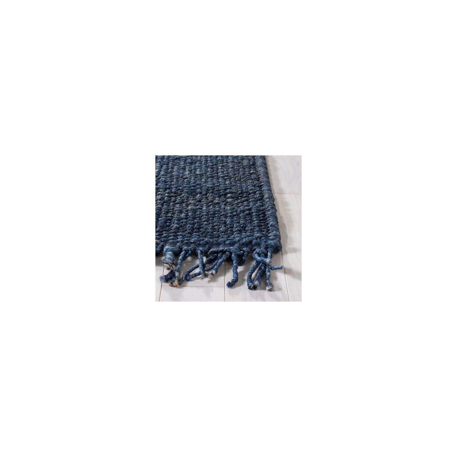 SAFAVIEH Handmade Boho Jute Area Rug 6' x 6' Square - Natural Fiber Woven with Fringe, Navy Blue, NF368N - Perfect for High Traffic Living Rooms, Bedrooms & Bohemian Home Decor