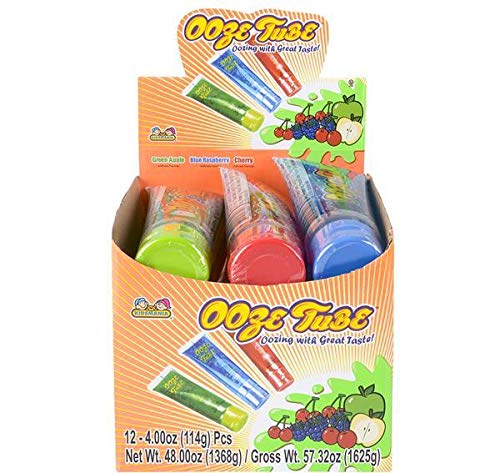 Ooze Tube Squeeze Candy - 8 Pack of Fun Filled Tubes for Kids Parties, Halloween Treats & Classroom Rewards
