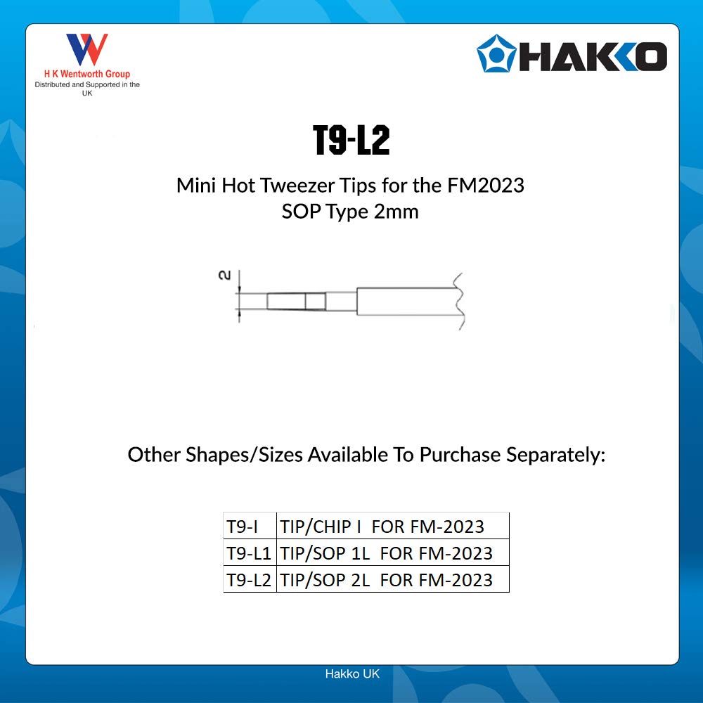 Hakko T9-L2 Hot Tweezer Tip for Soldering & Desoldering - Perfect for Electronics Repair, PCB Work, and DIY Projects