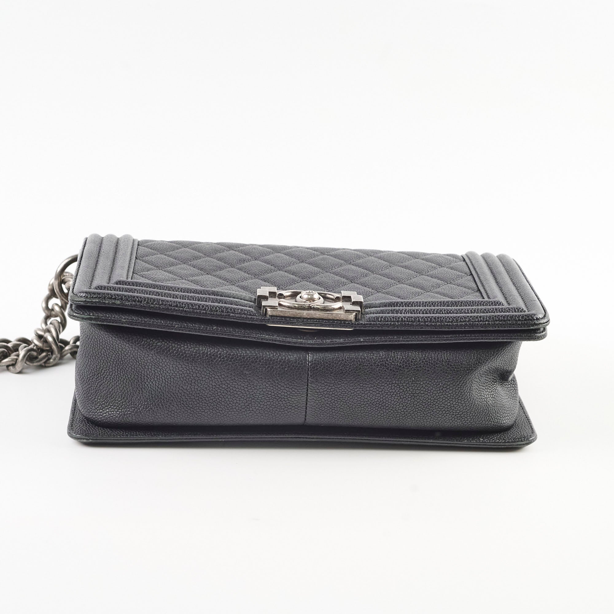 Chanel Caviar Leather Old Medium Boy Bag Black - Luxury Designer Handbag for Women | Perfect for Evening Events, Parties, and Special Occasions
