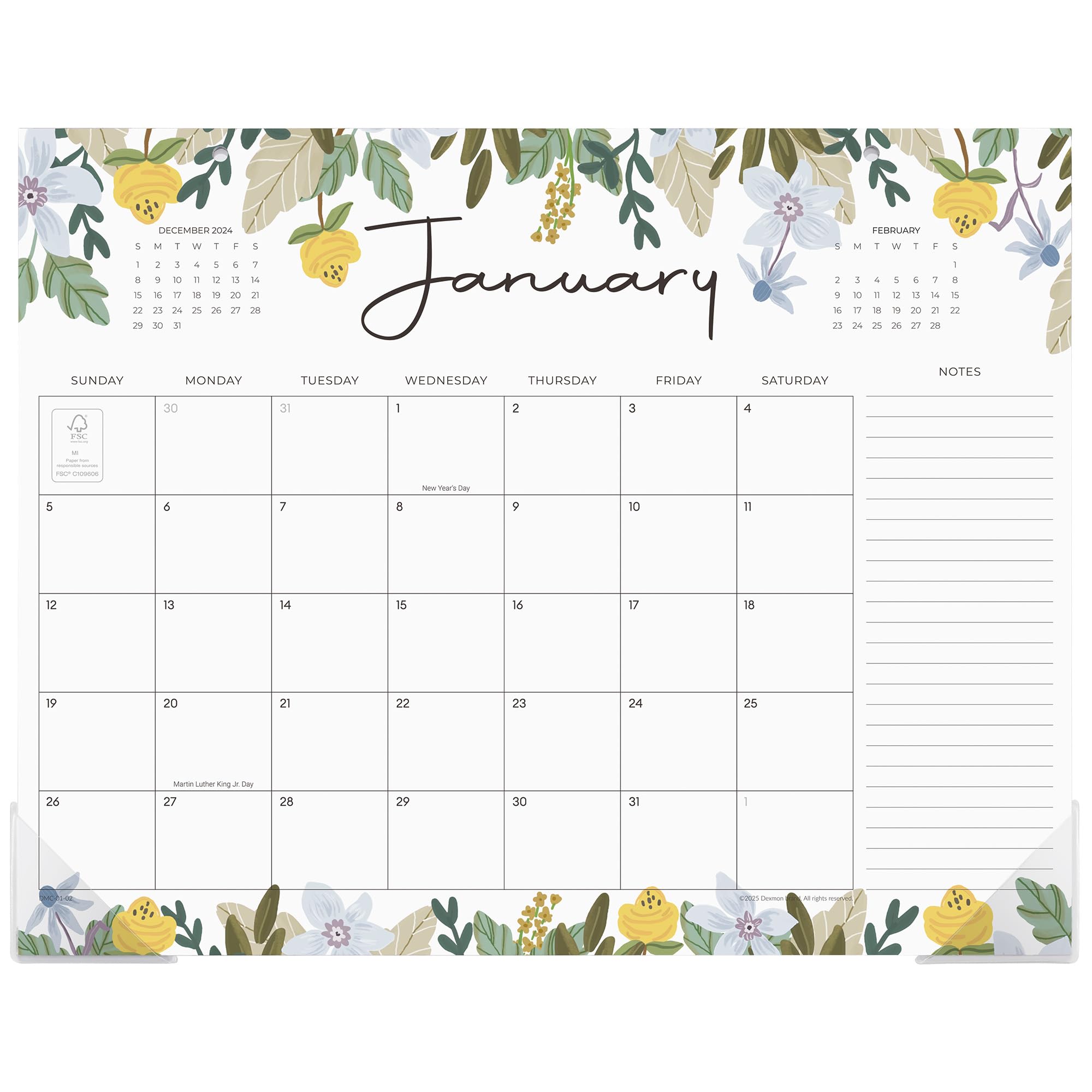 Dexmon 2025-2026 Floral Desk Calendar | 15 x 12 Inch 18-Month Planner (Jan 2025 - Jun 2026) | Home, School & Office Organization | Perfect for Scheduling, Productivity & Workspace Decor
