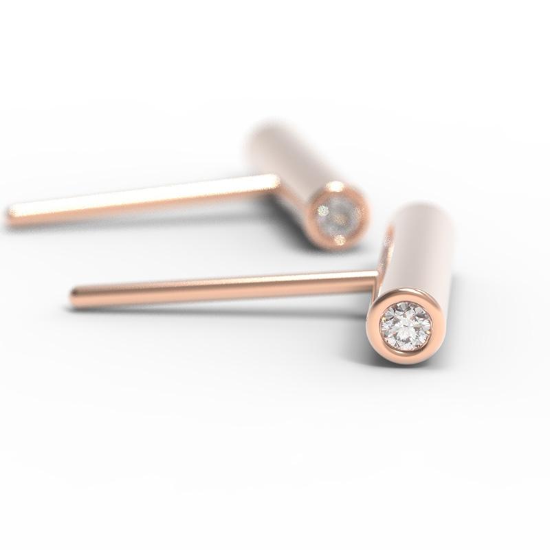 Minimalist Line Stud Earrings with Canadian Diamonds in 14K Gold - Perfect for Everyday Wear & Special Occasions