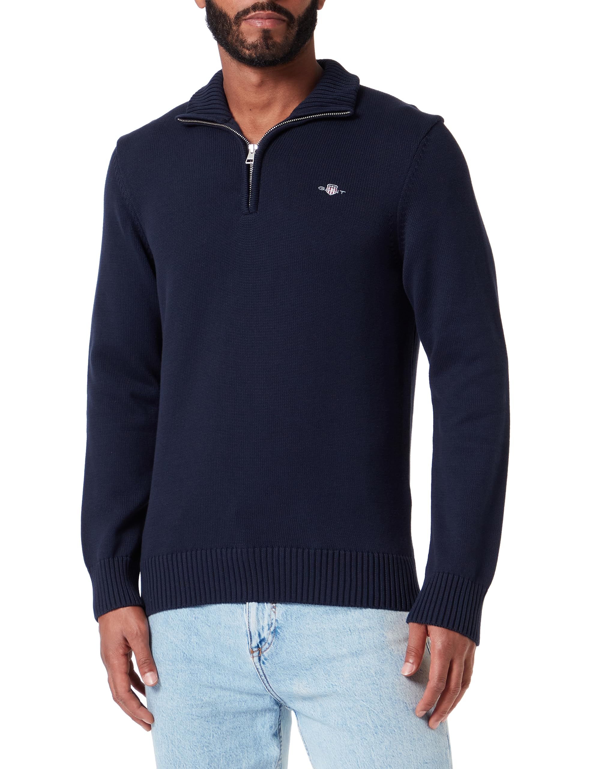 GANT Men's Cotton Half Zip Sweater - Casual Pullover for Fall & Winter | Office, Travel & Outdoor Wear
