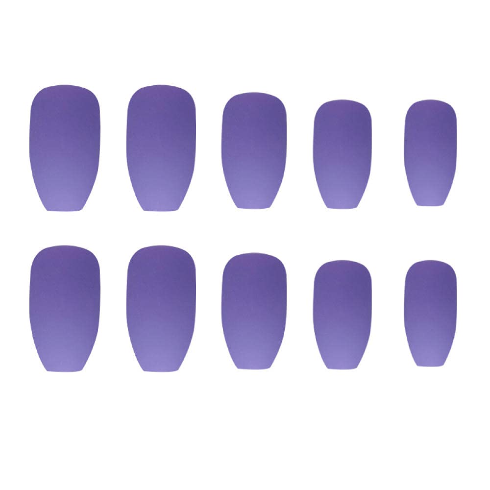 24pcs Matte Purple False Nails - Coffin Shape Dark Purple Press On Nails with Full Cover Design | Easy to Apply & Reusable | Perfect for Parties, Weddings, Halloween & Daily Wear