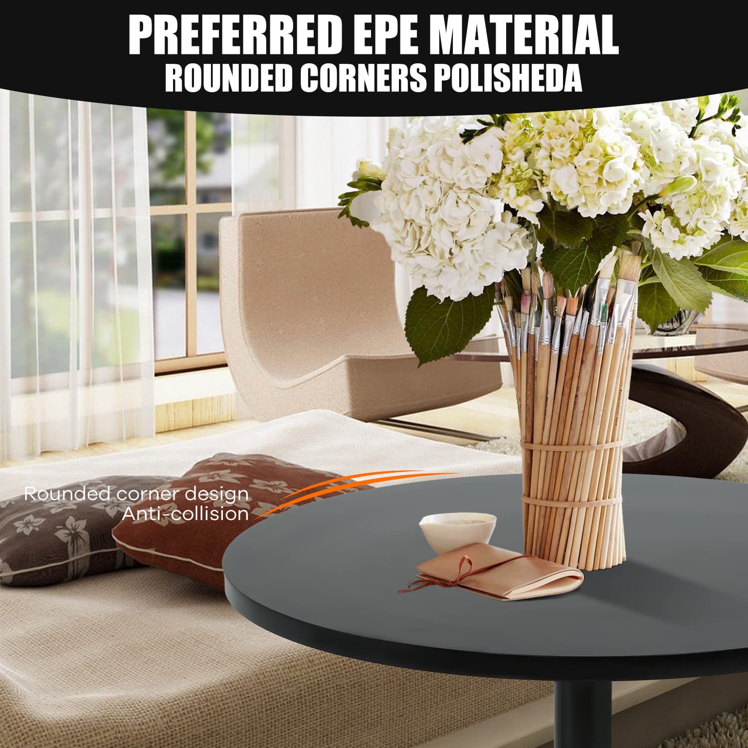 Modern Round Bar Table with Hydraulic Lift - Kitchen & Dining Pub Table for Home, Restaurant, or Bar - Perfect for Small Spaces, Breakfast Nooks & Entertaining Guests