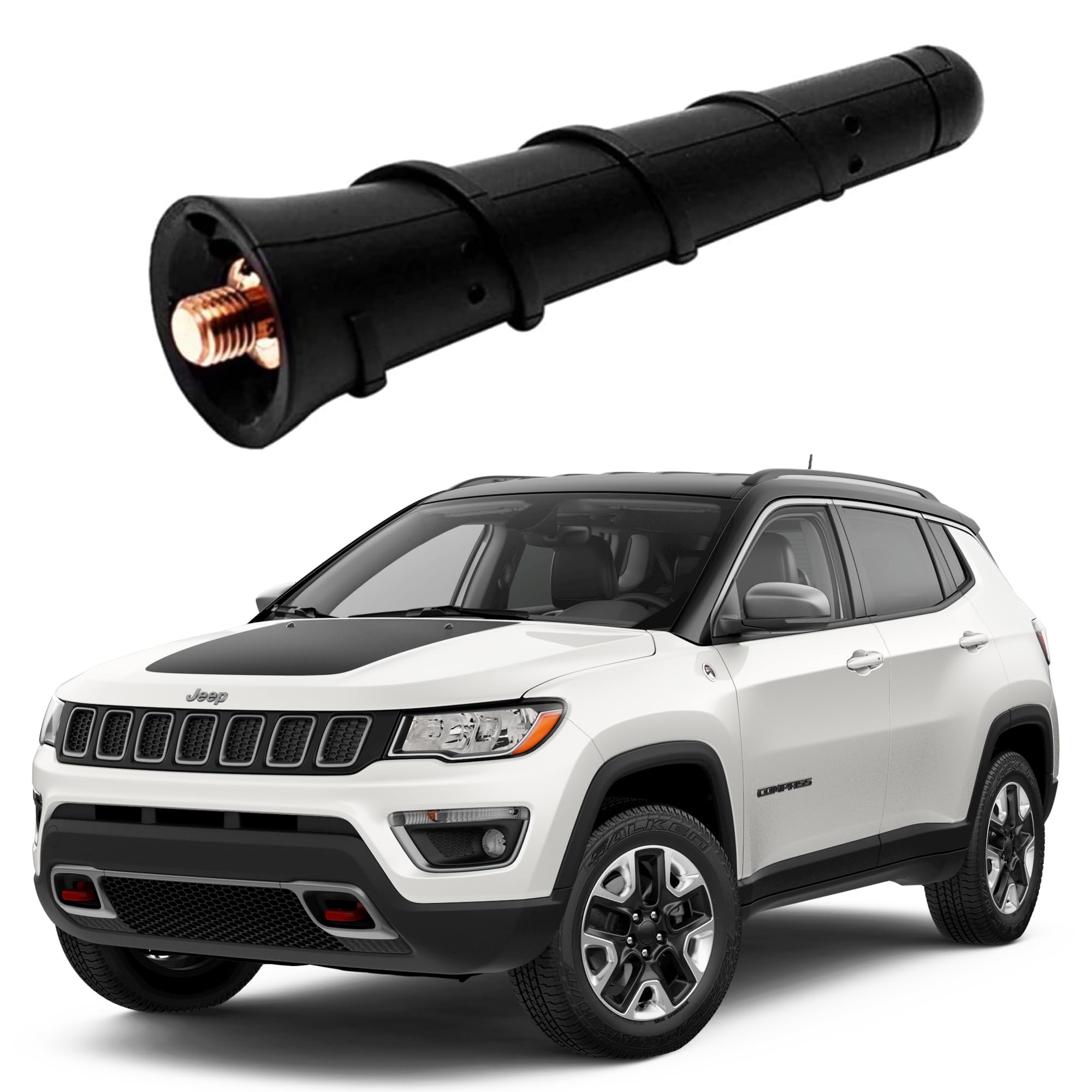 KSaAuto 3.2 Inch Car Antenna Replacement for 2011-2025 Jeep Cherokee Grand Cherokee Compass Renegade, Chrysler 200, Fiat 500 - Compatible with OEM Part Numbers 68297936AA 5091100AA 5091100AB - Perfect for Off-Roading and Daily Commuting
