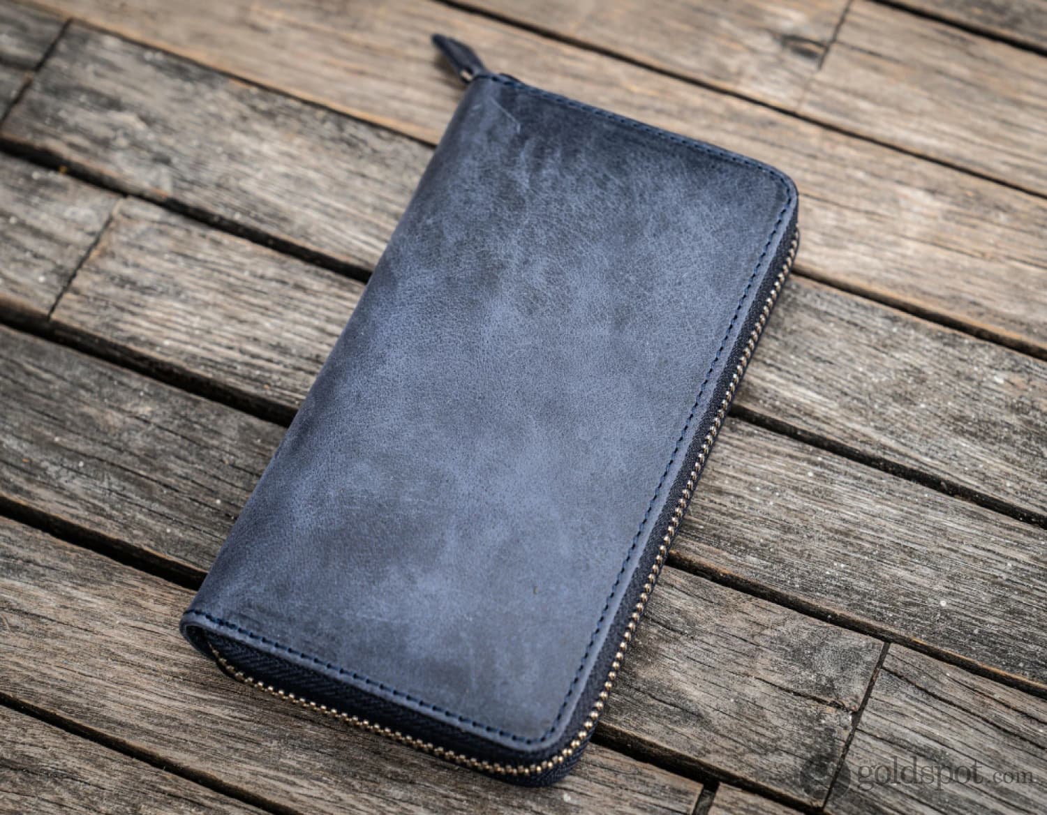 Premium Galen Leather Zippered 3-Pen Case for Fountain Pens - Crazy Horse Navy Blue | Perfect for Travel, Office & Gift for Writers & Professionals