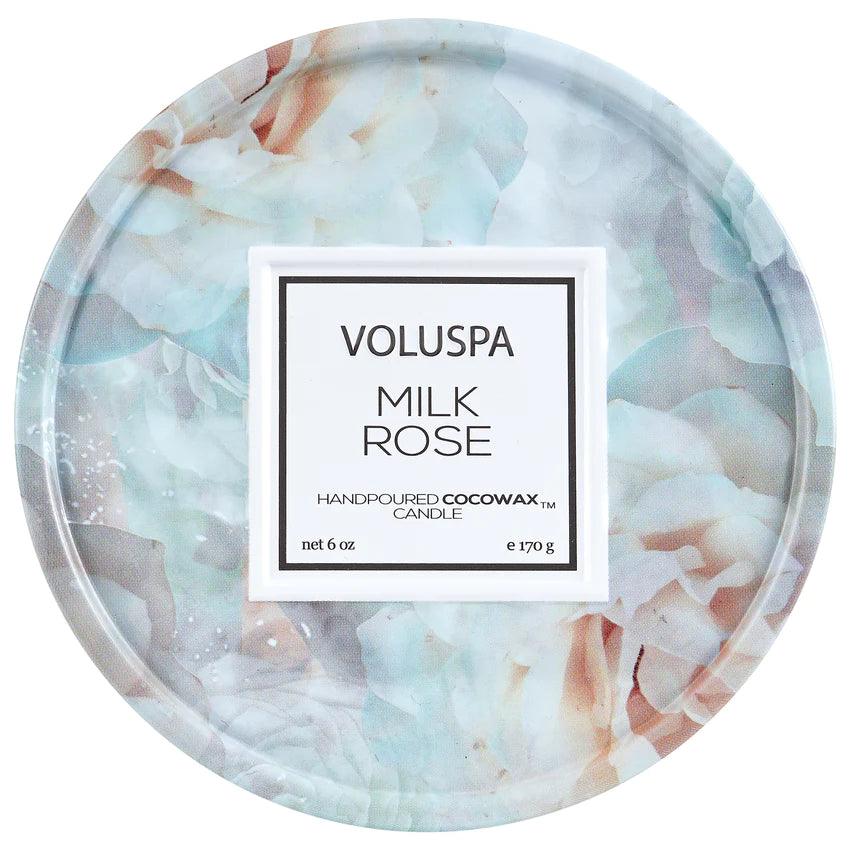 Milk Rose Scented 2-Wick Tin Candle - Long Lasting Aromatherapy Candle for Home, Bathroom, Bedroom Relaxation & Romantic Ambiance