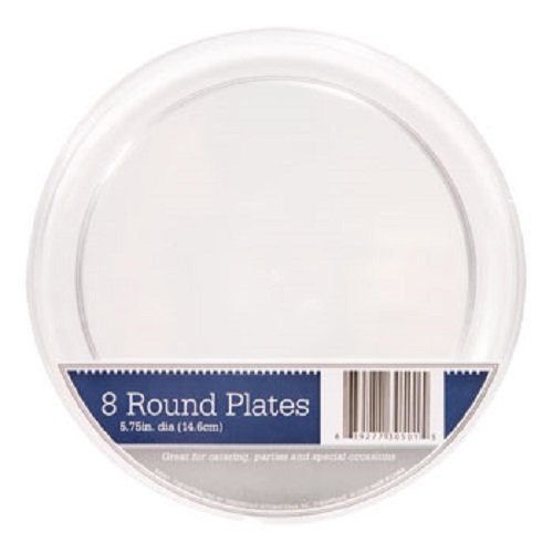 Clear Plastic Plates 5.75 Inch - 8 Pack Disposable Plates for Parties, Picnics & Events - Durable BPA-Free Plastic Dinnerware for Kids & Adults
