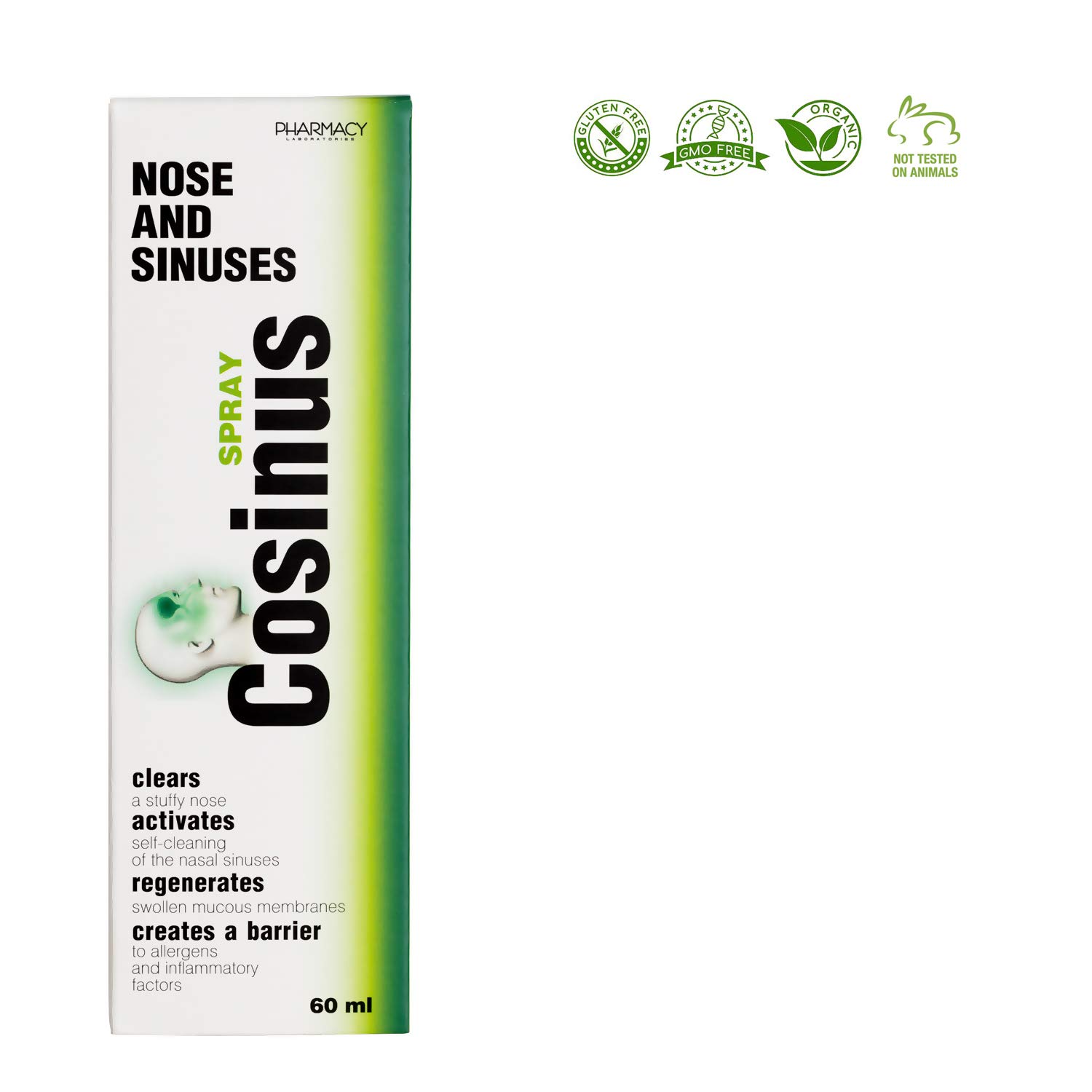 Pharmacy Laboratories Sinus Nasal Spray | 60 ML | Antibacterial & Mucus Relief for Adults | Nasal Care & Cleansing | Ideal for Cold, Allergy & Sinus Congestion Relief