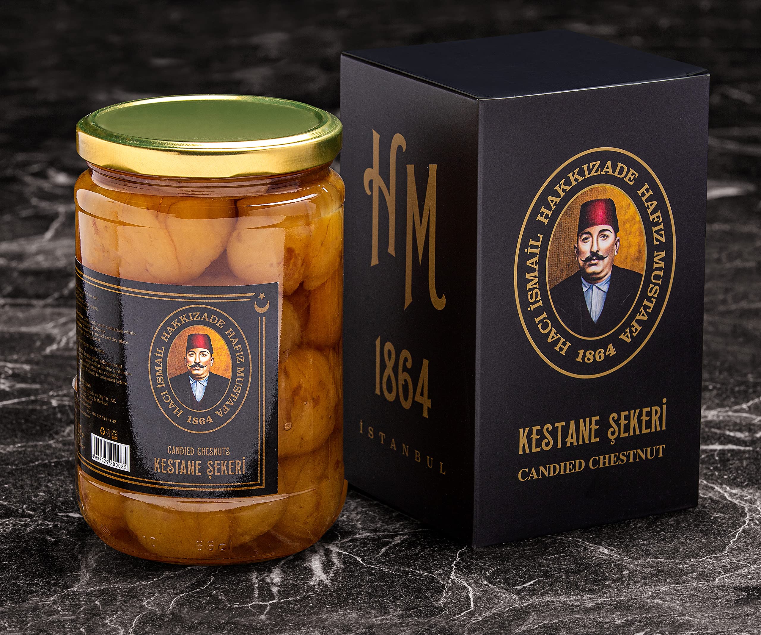 Hafiz Mustafa 1864 Istanbul Turkish Delight - Assorted Turkish Sweets & Candied Chestnut in Jar - Perfect Dessert Snacks & Gift for Birthday, Christmas - Ideal for Parties, Holidays & Special Occasions