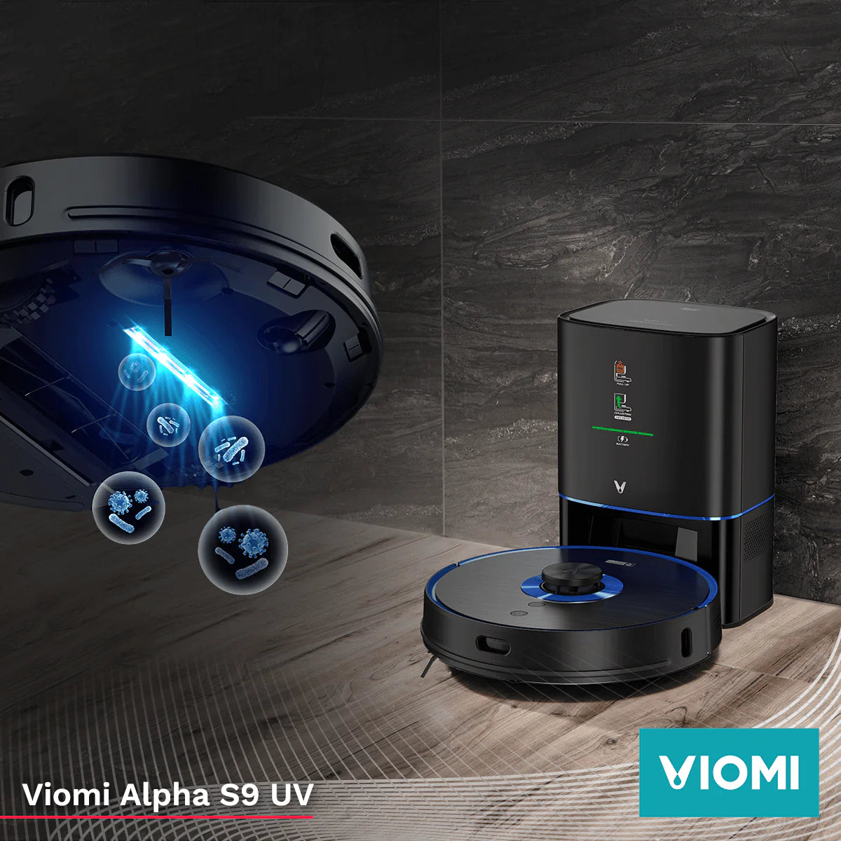 Refurbished Viomi S9/S9 UV Robot Vacuum Cleaner with Smart Mapping & Self-Charging - Perfect for Pet Hair, Hard Floors & Carpets - Ideal for Homes, Offices & Apartments