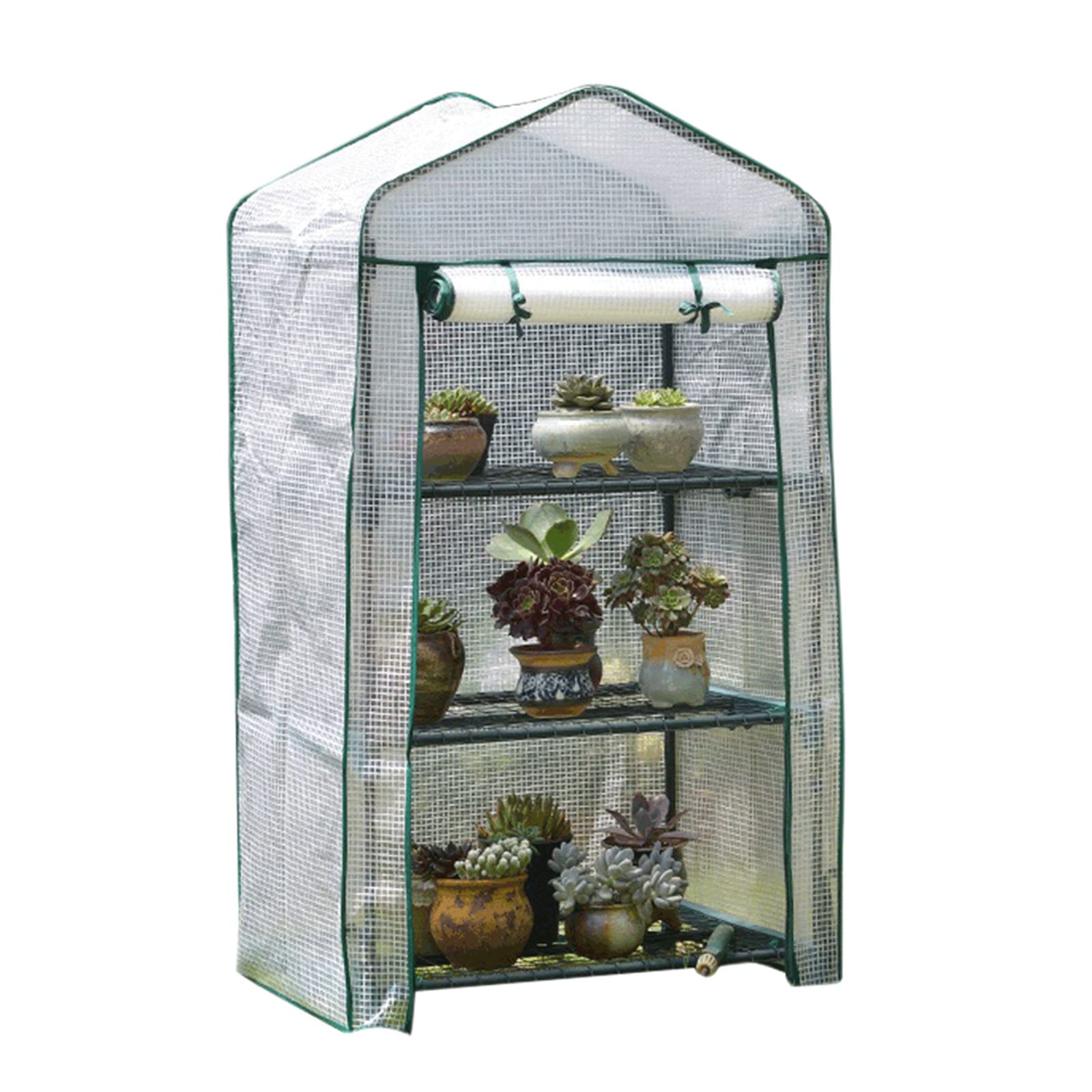Portable Mini Garden Greenhouse Tent - Outdoor Plant Shelf with Zippered Cover & Metal Shelves for Growing Vegetables, Flowers, Seedlings | Perfect for Balcony, Patio, Backyard Gardening & Indoor Plant Starter Kits