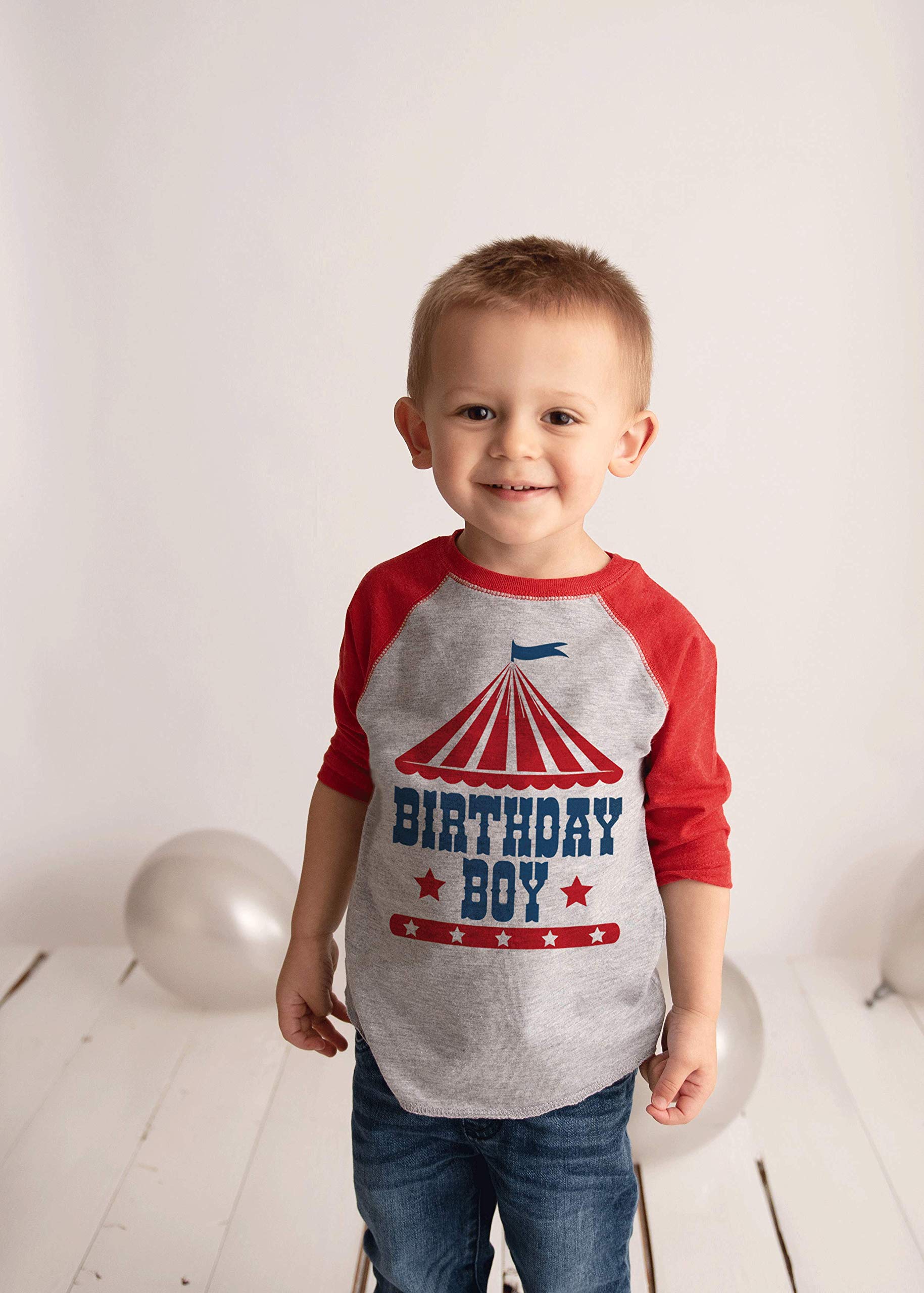 Boys' Birthday Circus Red Raglan Shirt - 7 ate 9 Apparel - Comfortable Cotton Blend for Parties & Casual Wear